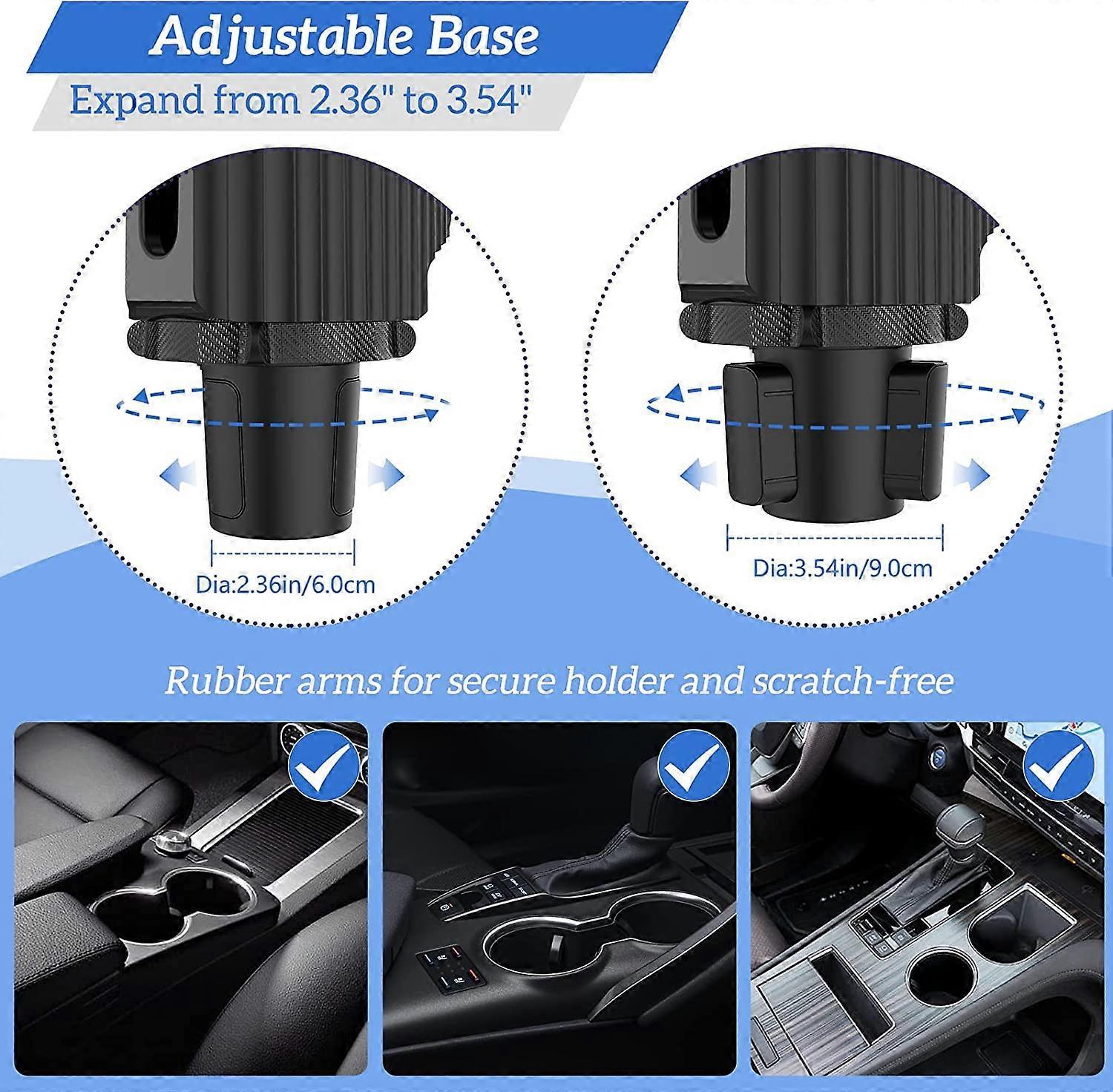 Car Cup Holder Expander with Detachable Tray, Multifunctional Car Tray Table - Image 4