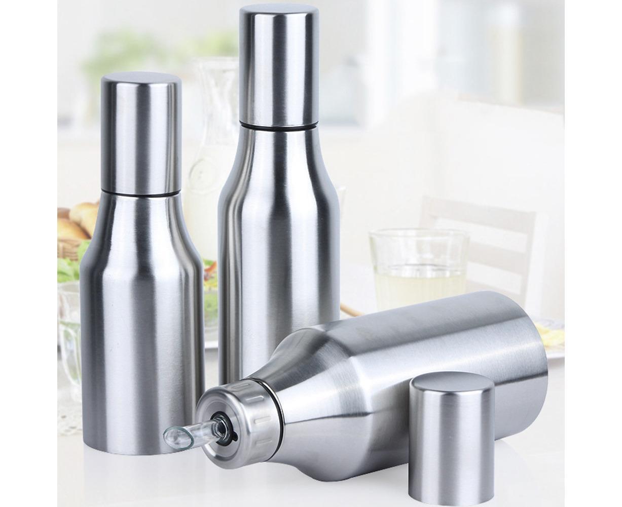 500ML 750ML 1000ML Stainless Steel Oil Vinegar Bottle Container Sauce Dispenser-Silver 750ML - Image 2