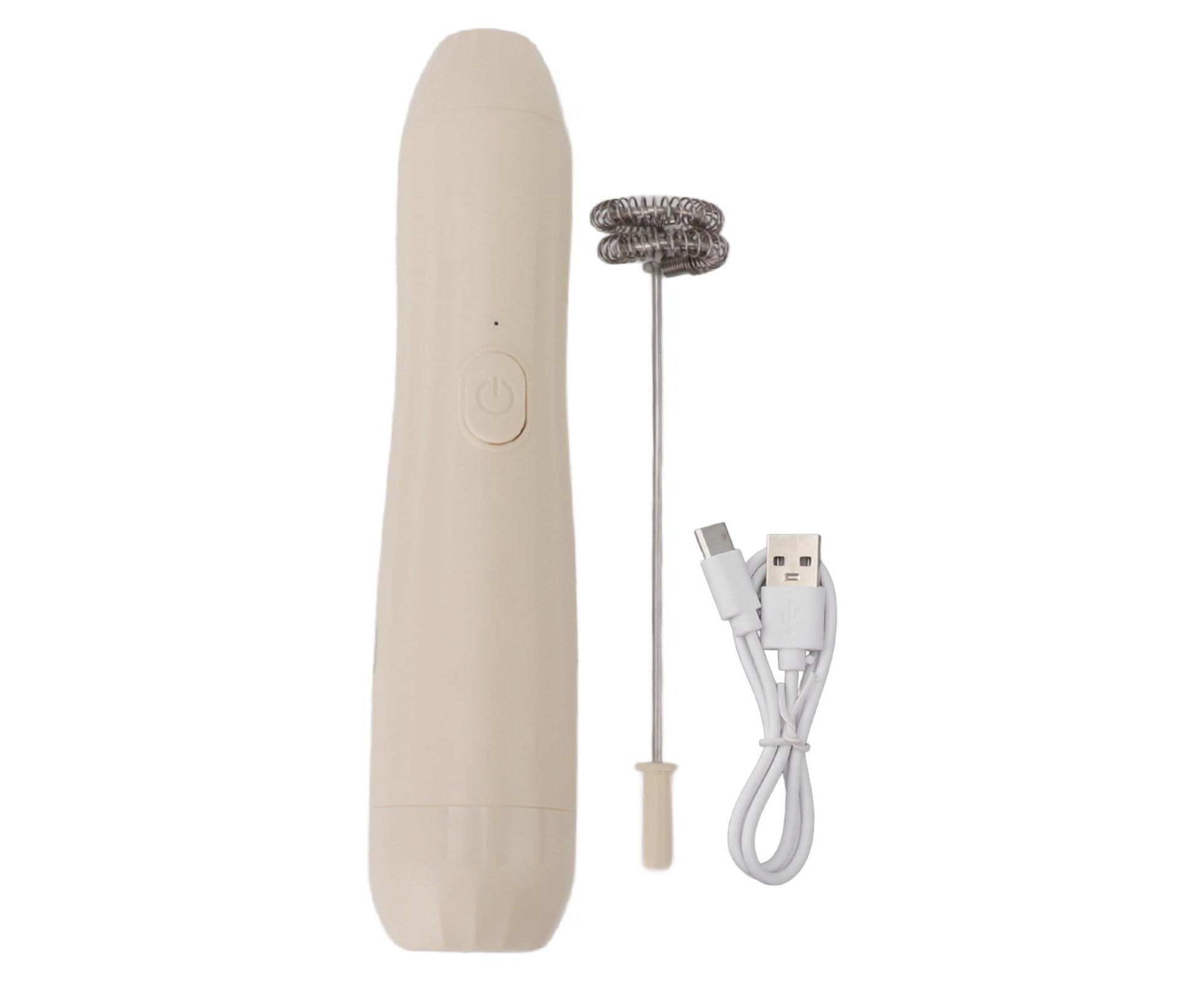 Khaki Rechargeable Milk Frother, Coffee Mixer for Lattes & Hot Chocolate - Image 1