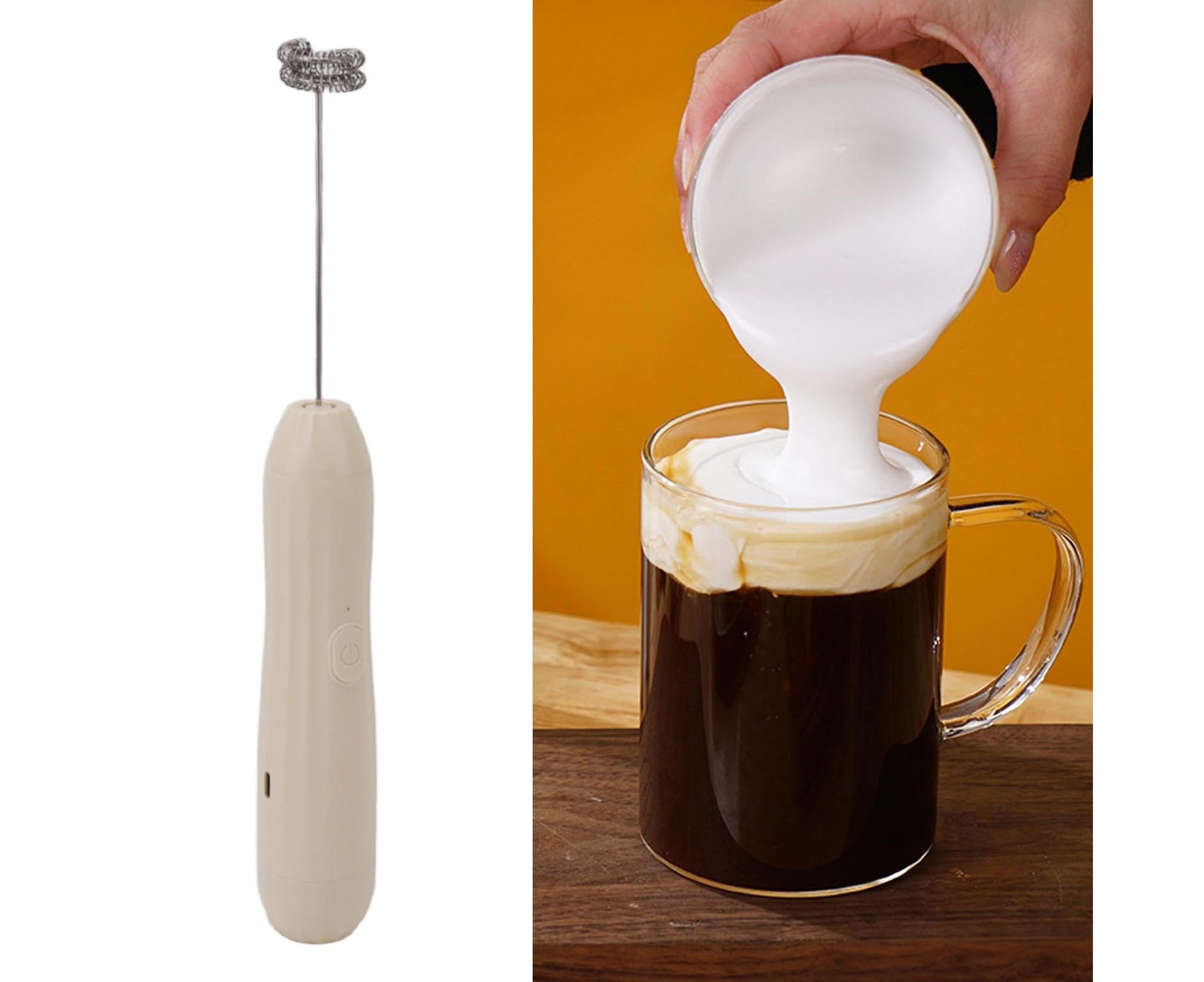 Khaki Rechargeable Milk Frother, Coffee Mixer for Lattes & Hot Chocolate - Image 6