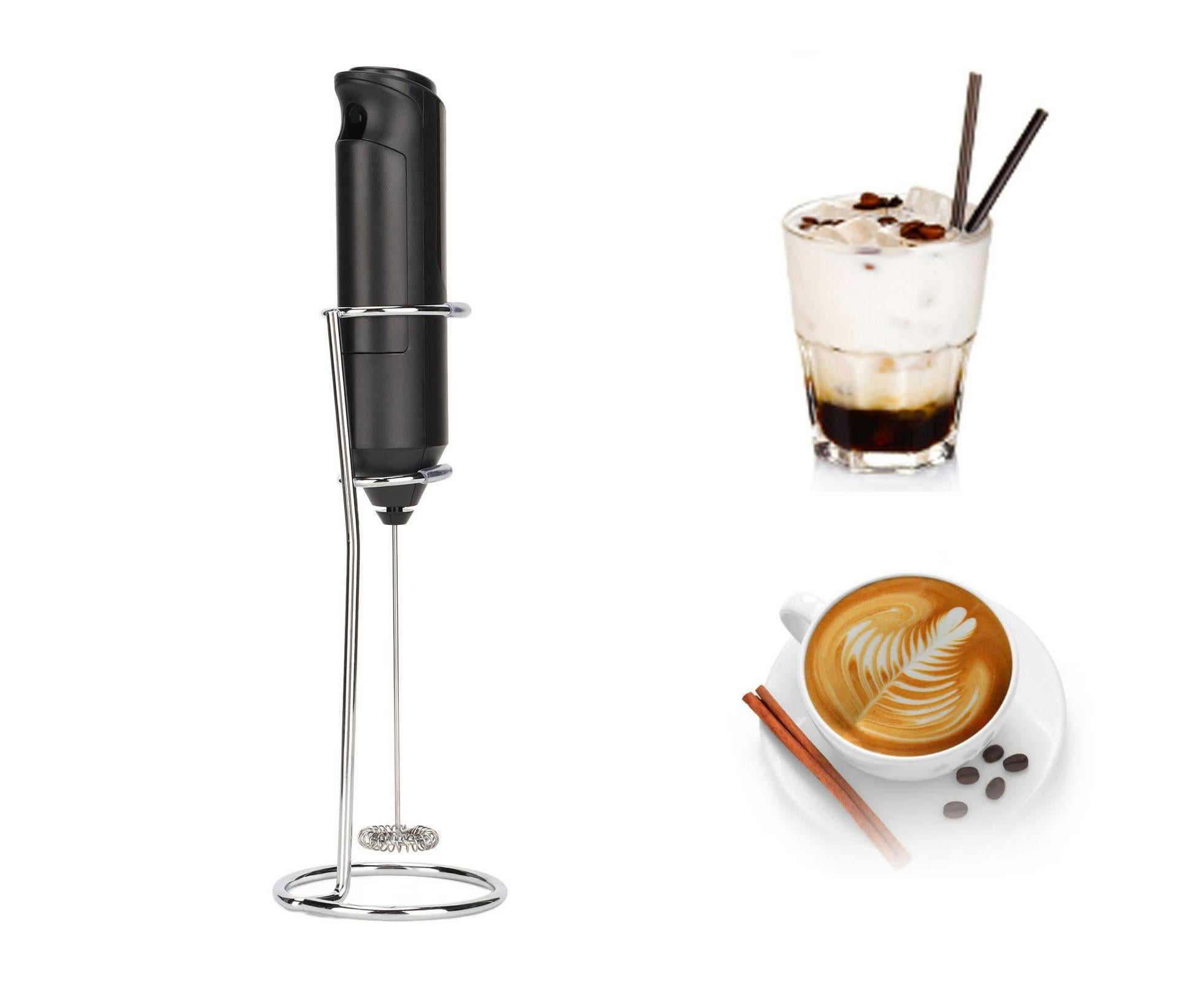Stainless Steel Handheld Milk Frother, Electric Whisk & Drink Mixer with Bracket for Coffee - Image 4