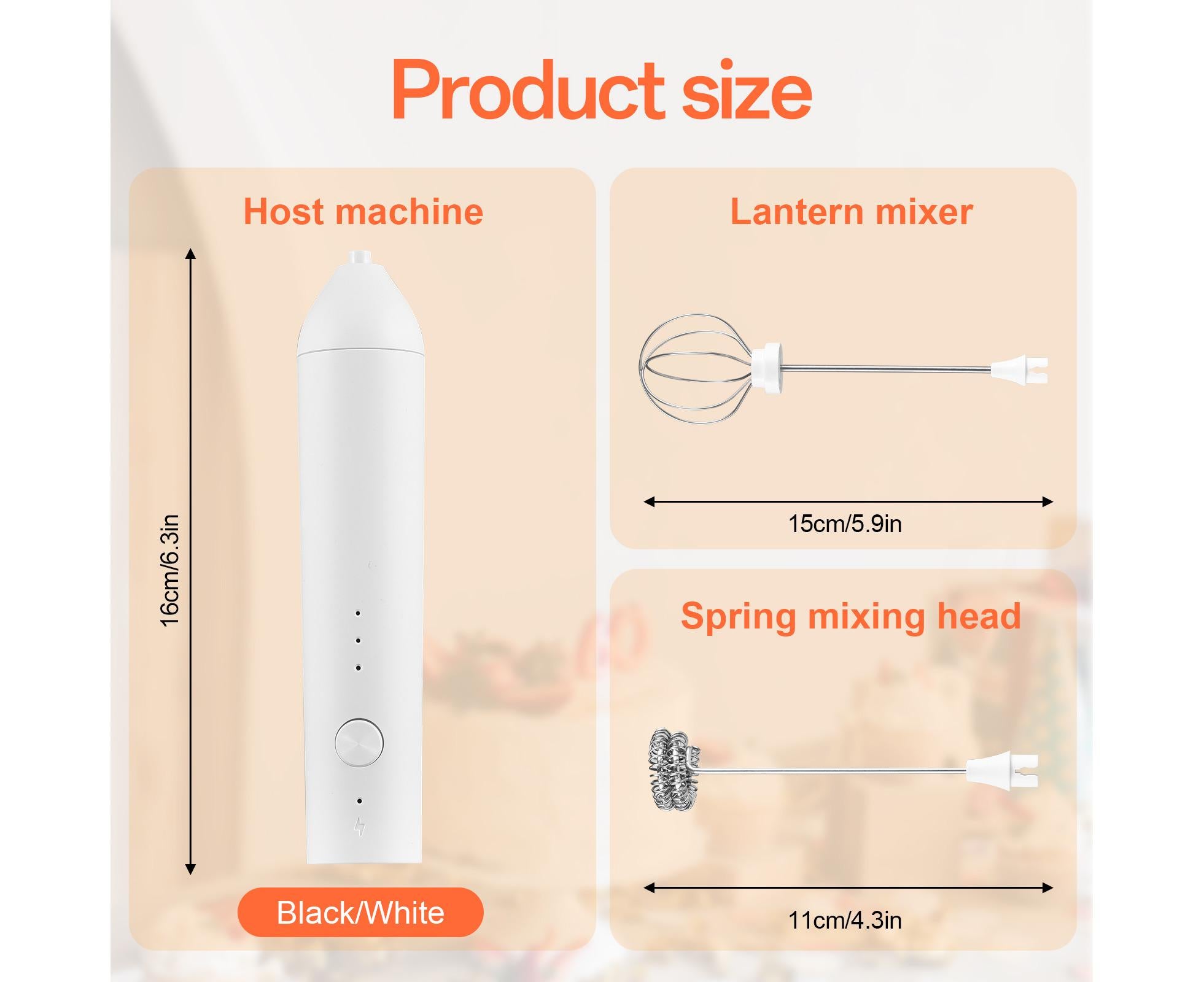 Electric Milk Frother, Rechargeable Handheld Foam Maker, 3 Adjustable Speed Levels, Standable Whisk for Coffee & Cream - Image 3