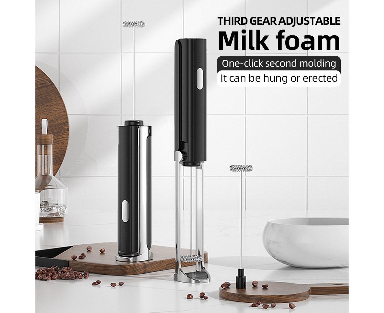 Electric Milk Frother, Rechargeable Handheld Foam Maker, 3 Adjustable Levels, Hangable & Foldable Whisk for Coffee - Image 2