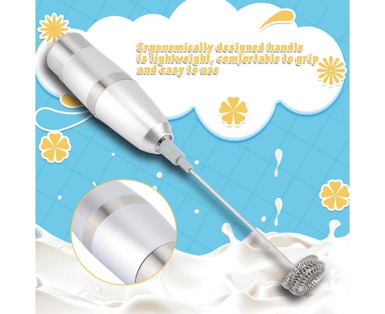 Stainless Steel Handheld Electric Milk Frother, Portable Frother for Cappuccino & Frappe - Image 4