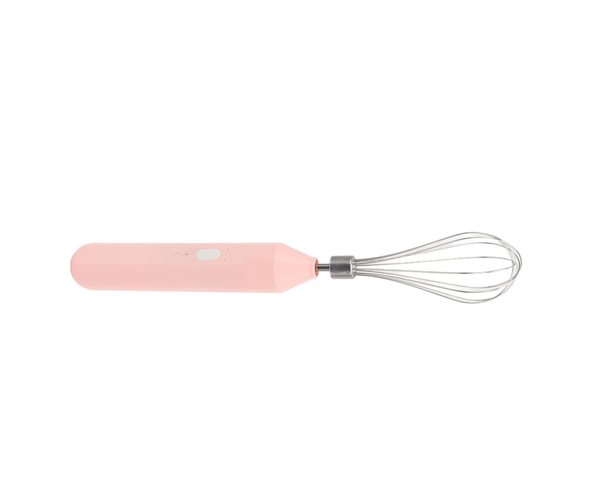 Electric Egg Beater, USB Charging Milk Frother, Portable Cordless Drink Mixer with Stainless Steel Whisk, Pink - Image 2