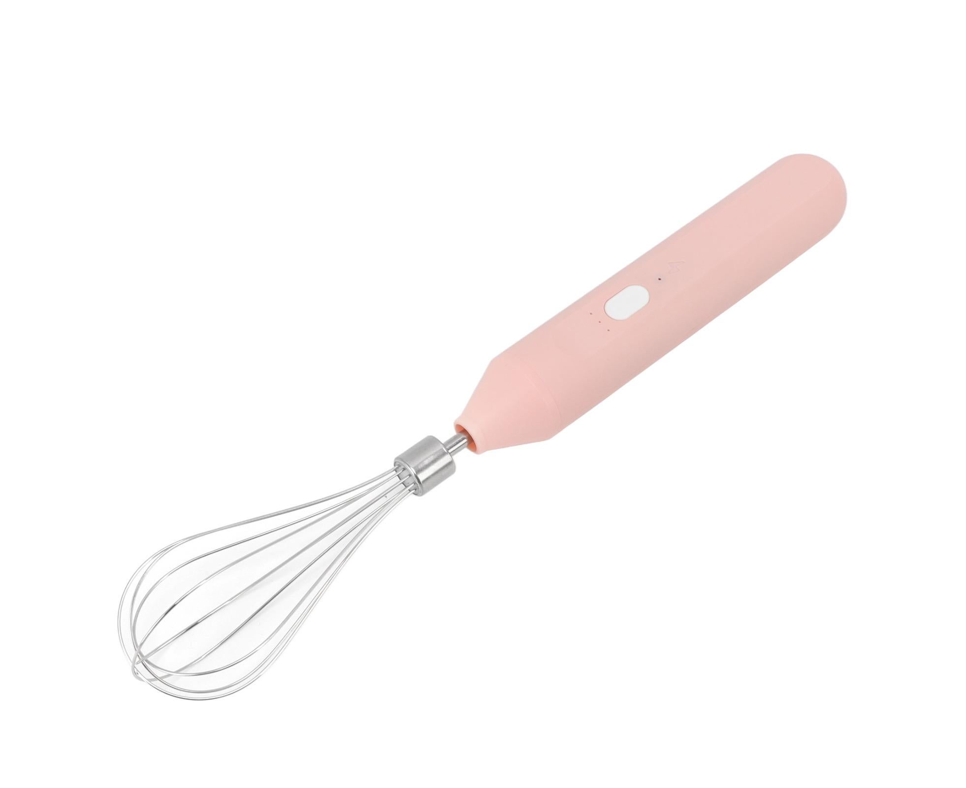 Electric Egg Beater, USB Charging Milk Frother, Portable Cordless Drink Mixer with Stainless Steel Whisk, Pink - Image 3