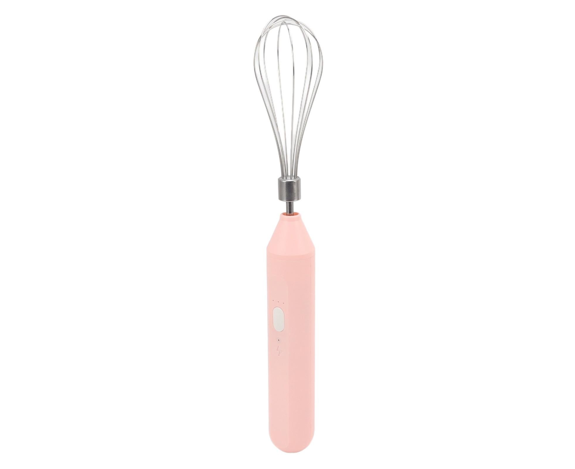 Electric Egg Beater, USB Charging Milk Frother, Portable Cordless Drink Mixer with Stainless Steel Whisk, Pink - Image 4