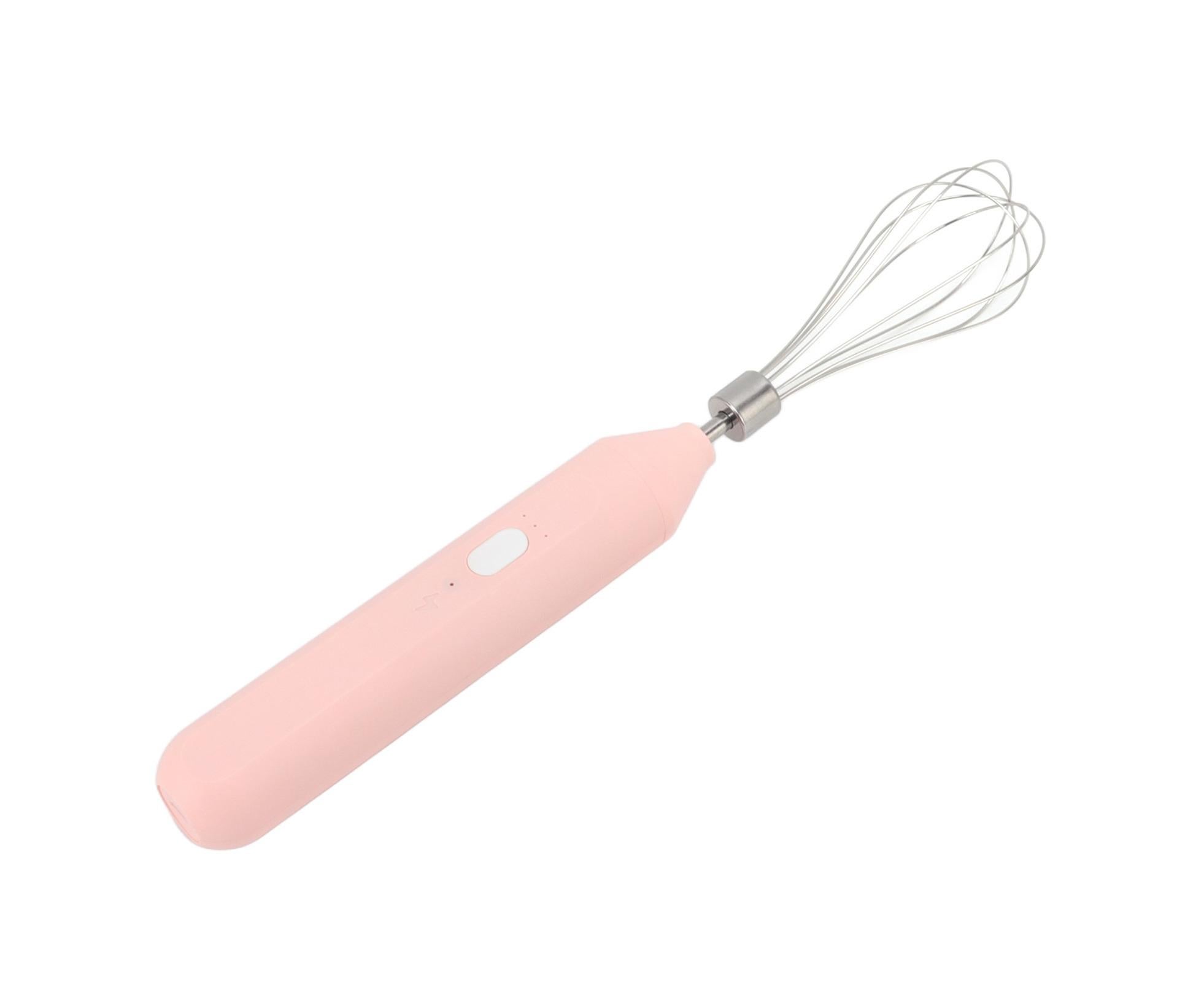 Electric Egg Beater, USB Charging Milk Frother, Portable Cordless Drink Mixer with Stainless Steel Whisk, Pink - Image 6