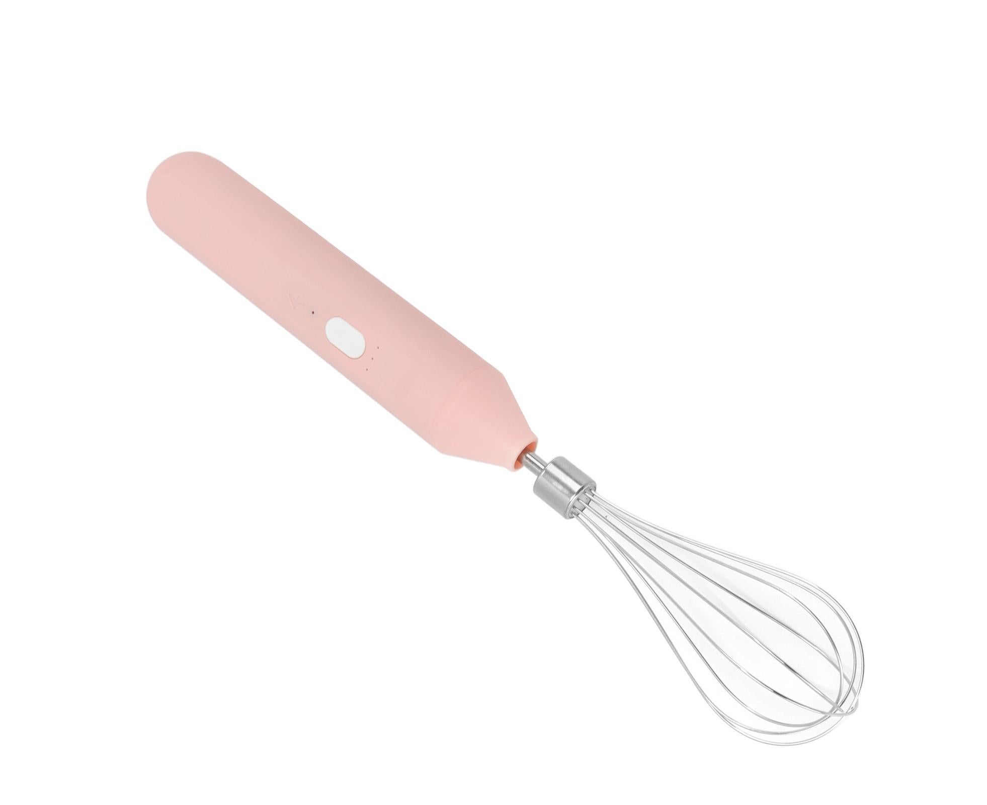 Electric Egg Beater, USB Charging Milk Frother, Portable Cordless Drink Mixer with Stainless Steel Whisk, Pink - Image 7