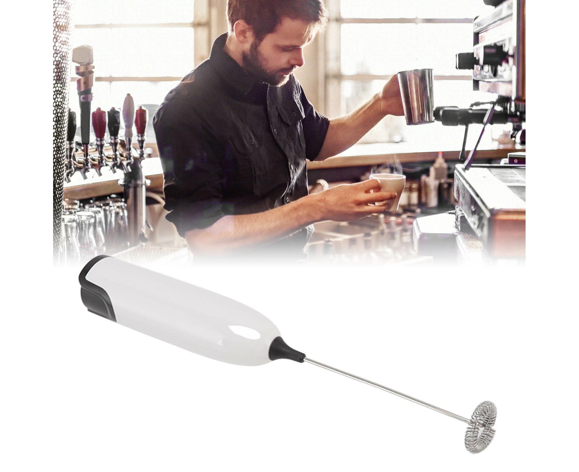 Household Electric Milk Frother, Automatic Handheld Foam Maker, Coffee Stirring Bar, Kitchen Drink Foamer (White/Black) - Image 6