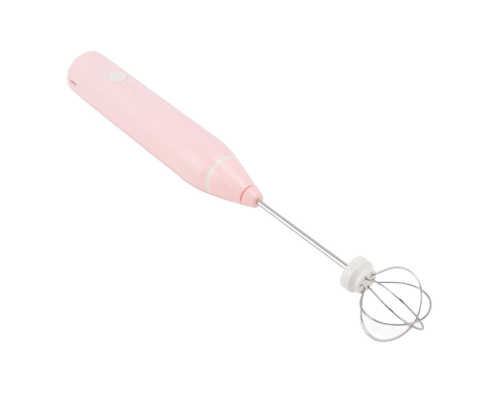Mini Electric Stirrer, Cordless Multifunctional Eggbeater with 2 Heads for Home Coffee & Drinks, Pink - Image 2
