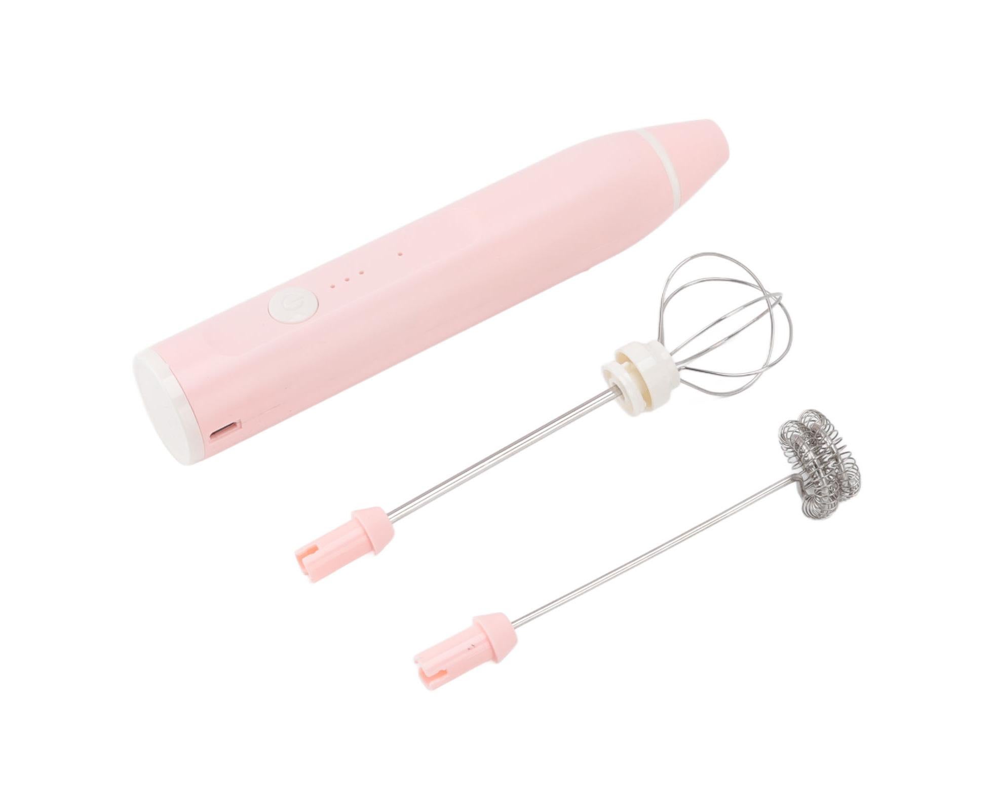 Mini Electric Stirrer, Cordless Multifunctional Eggbeater with 2 Heads for Home Coffee & Drinks, Pink - Image 6