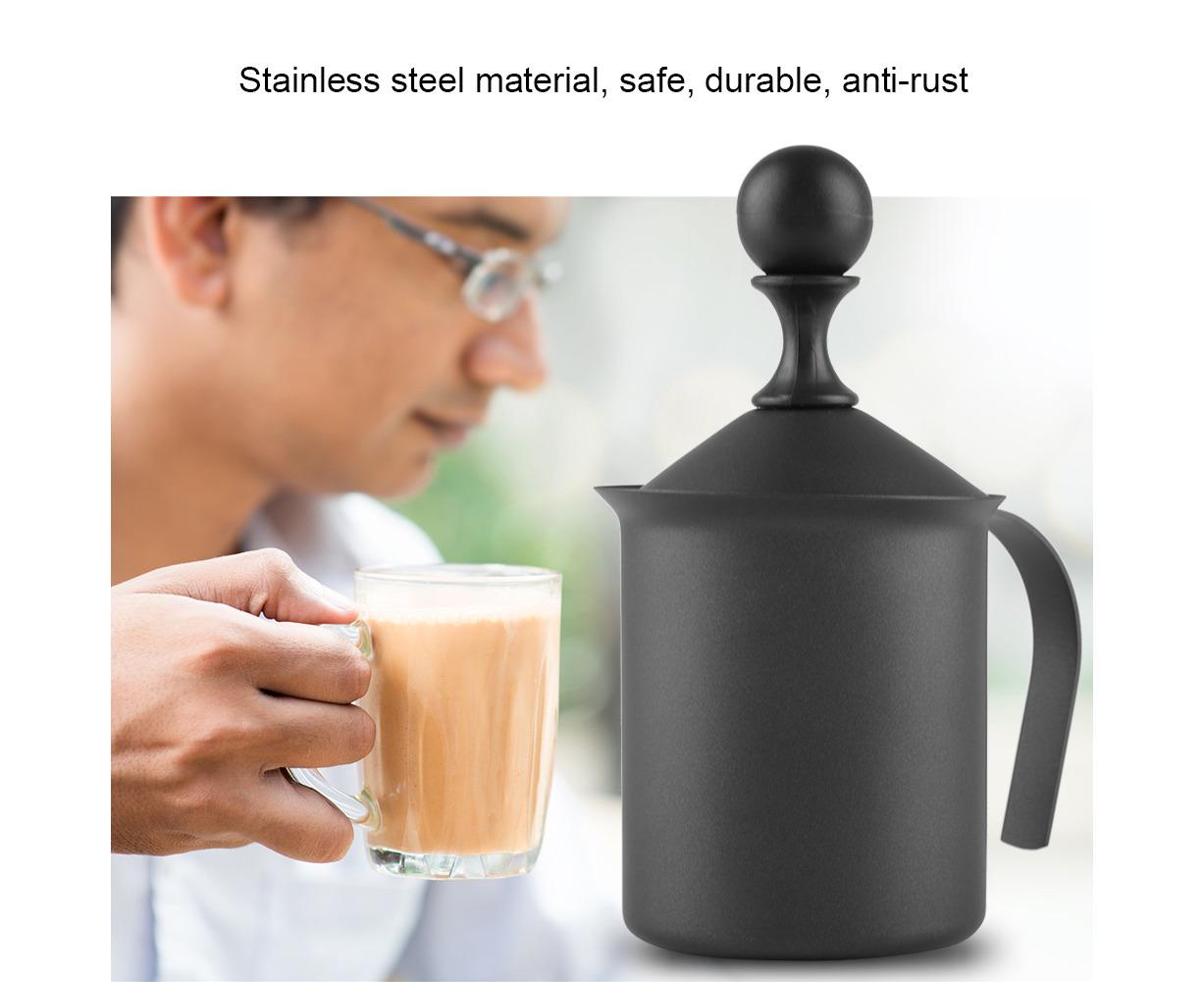 Stainless Steel Manual Double Mesh Milk Frother, Foam Maker for Coffee Decoration (400ml) - Image 6
