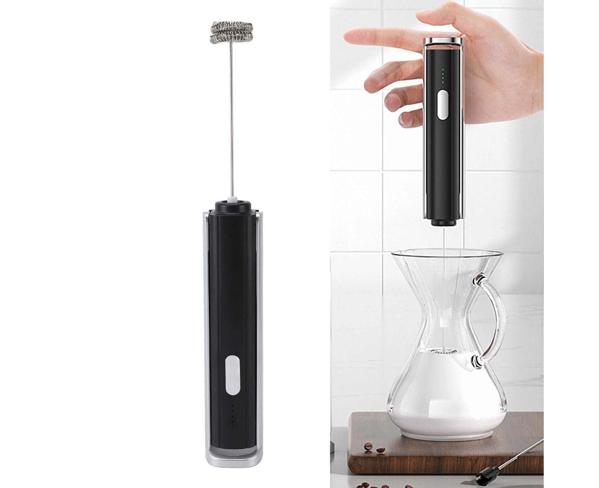 Handheld Milk Frother, Black, Dual Hoop Head, 3 Adjustable Gears, Electric Foam Maker for Coffee - Image 3