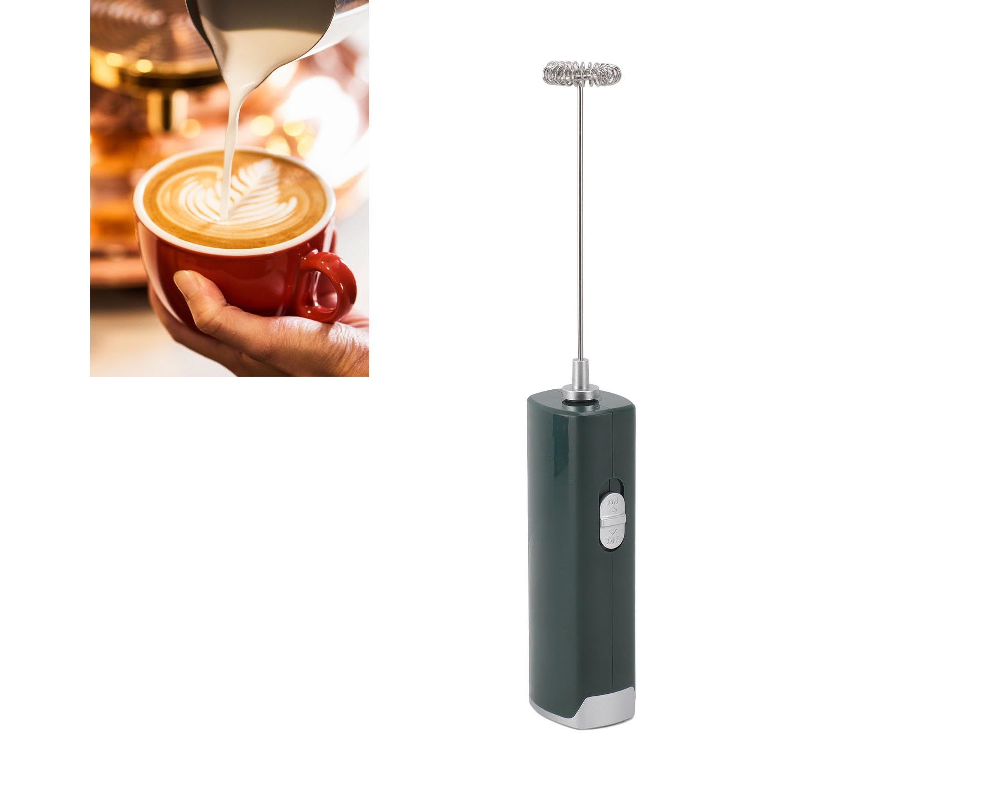 Electric Milk Frother, Multifunctional, Low Noise Mini Hand Wand for Coffee, Lattes, & Hot Chocolate, Dark Green - Image 2