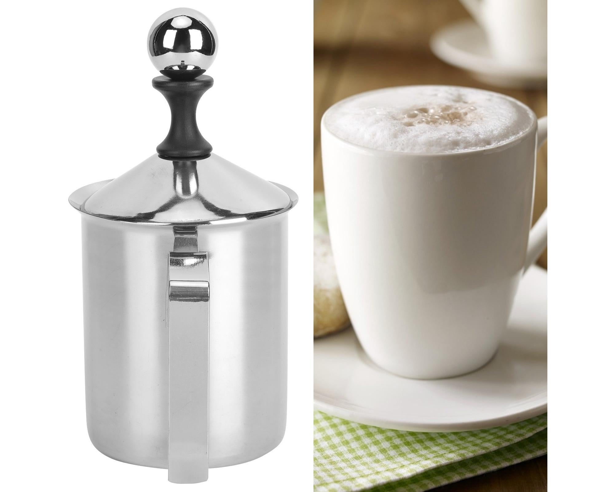 400cc Stainless Steel Manual Milk Frother, Foamer, Mixer, Stirrer for Coffee & Latte Art - Image 4