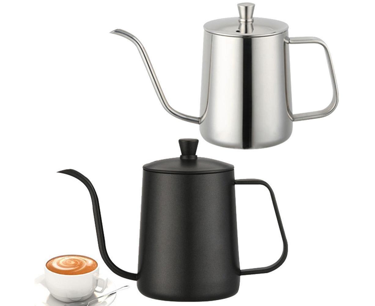 600ml Pour Over Kettle Coffee Maker Stainless Steel Gooseneck Drip Tea Pot Jug-Black 600ML - Image 2
