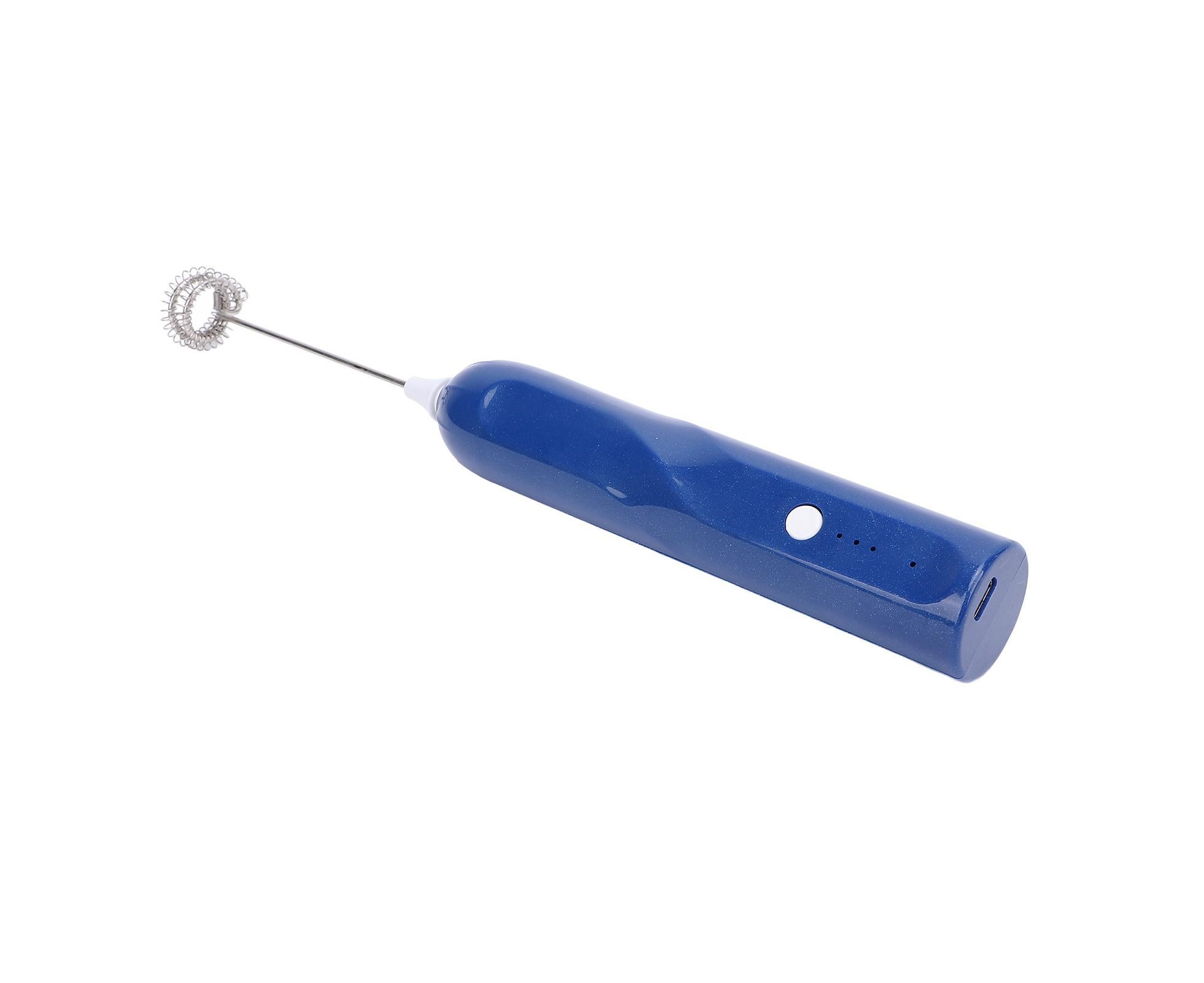 Rechargeable Milk Frother, Handheld Wand with 2 Whisk Attachments, Electric Drink Mixer & Foamer for Coffee & Egg, Blue - Image 2