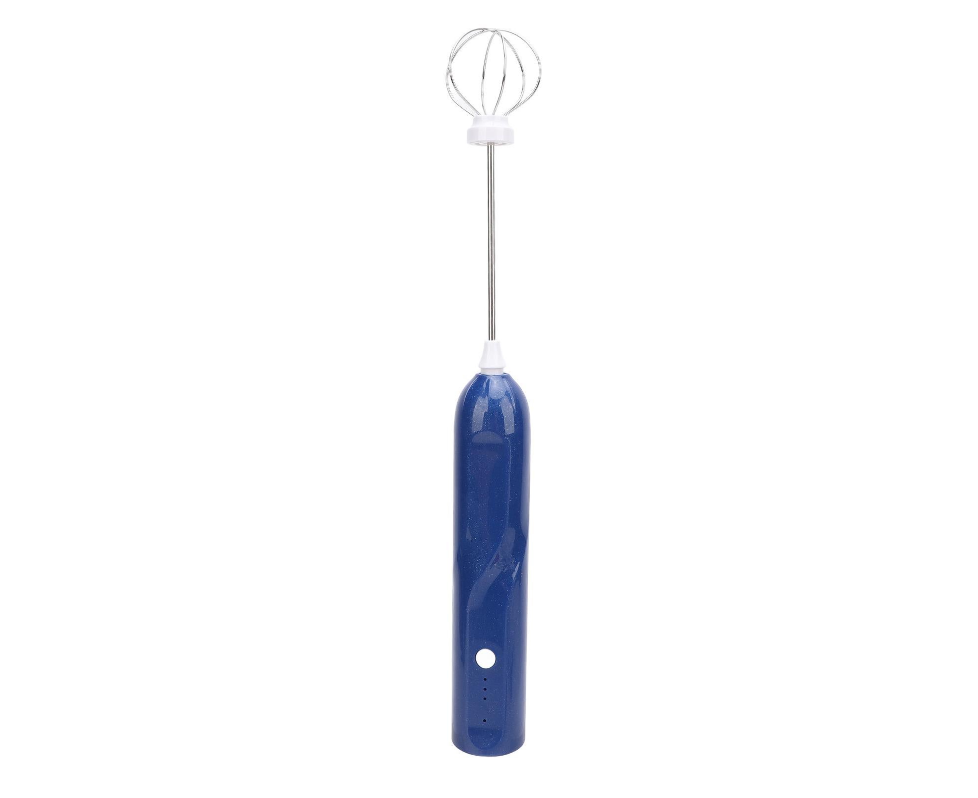 Rechargeable Milk Frother, Handheld Wand with 2 Whisk Attachments, Electric Drink Mixer & Foamer for Coffee & Egg, Blue - Image 3