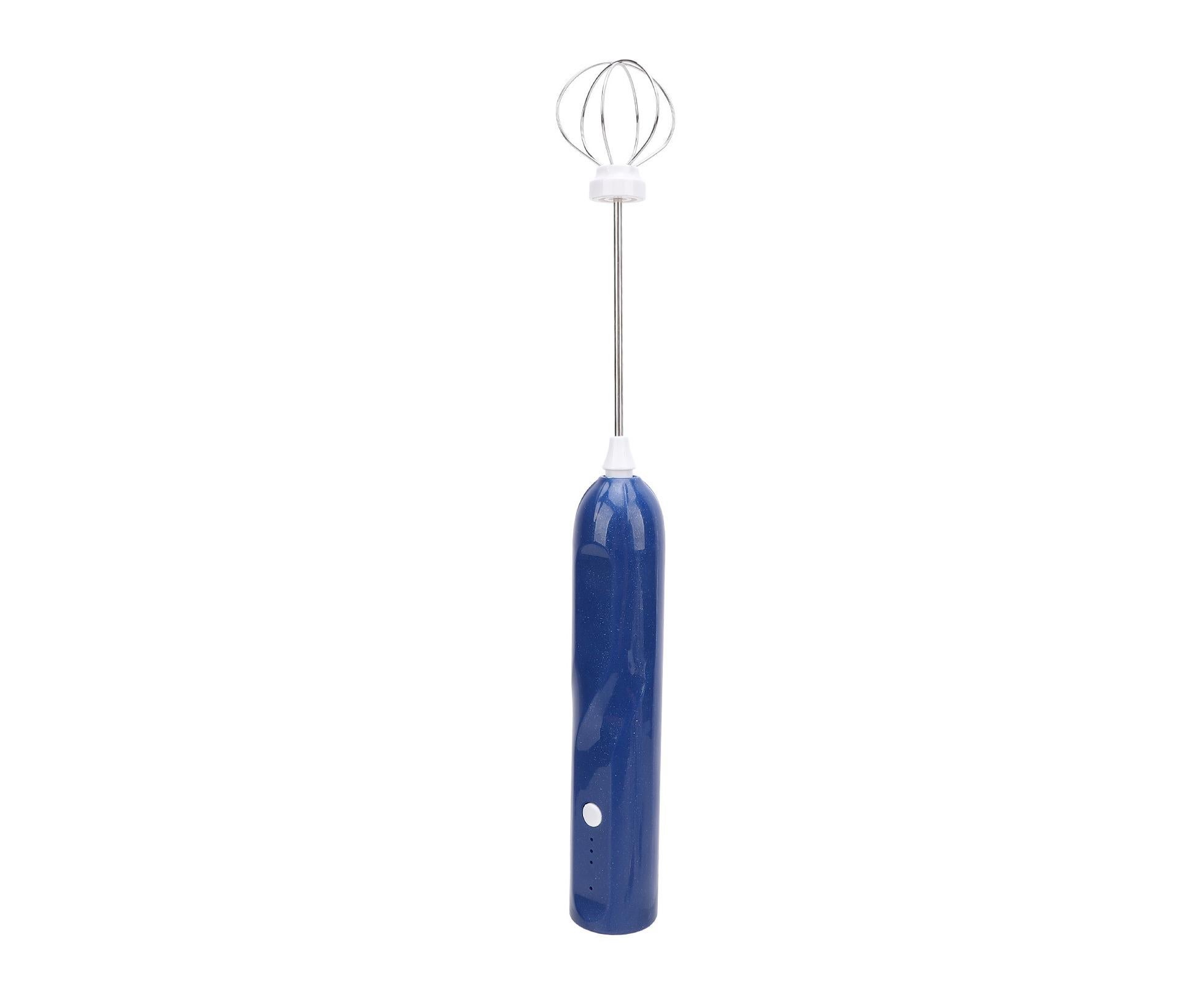 Rechargeable Milk Frother, Handheld Wand with 2 Whisk Attachments, Electric Drink Mixer & Foamer for Coffee & Egg, Blue - Image 4