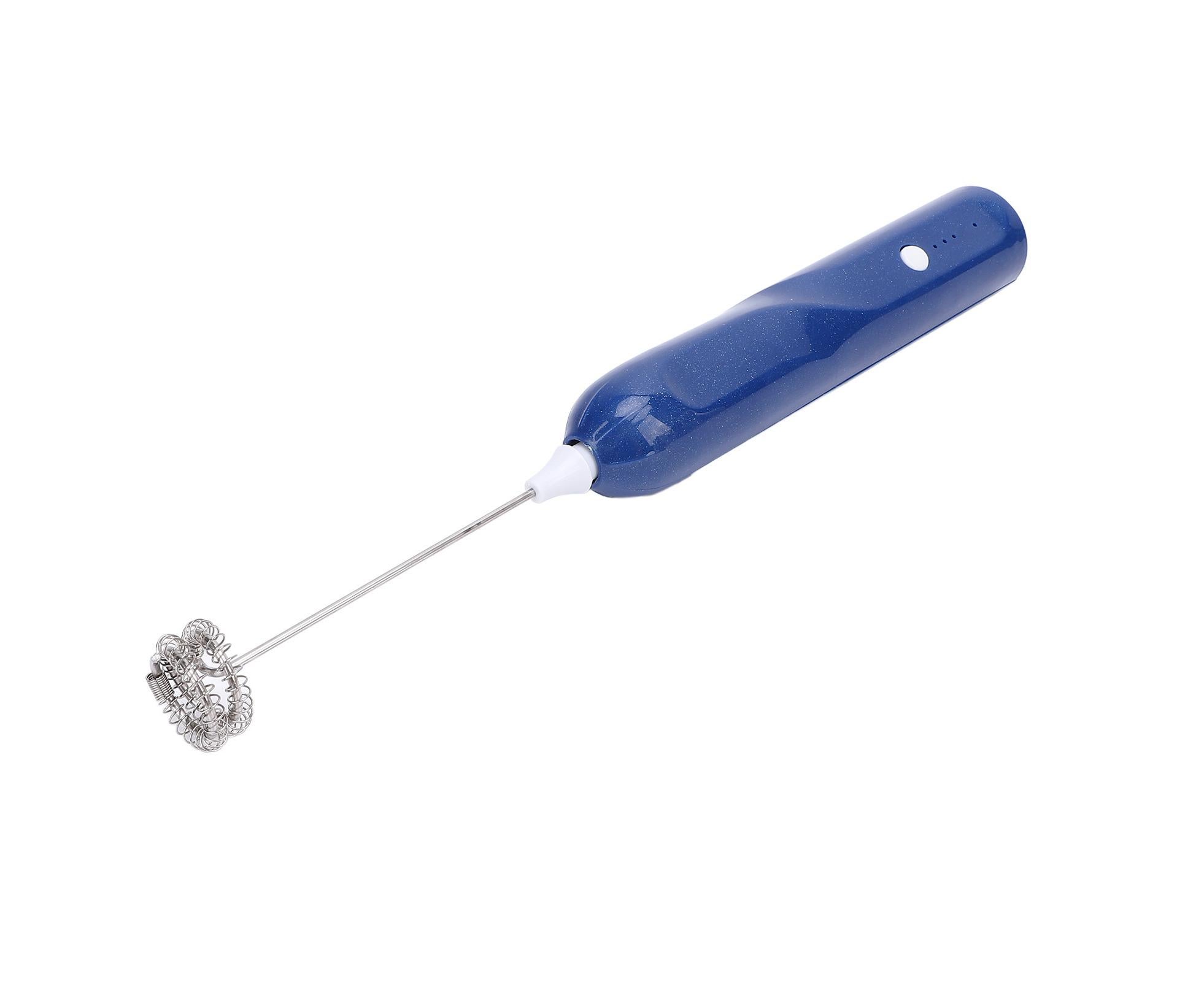 Rechargeable Milk Frother, Handheld Wand with 2 Whisk Attachments, Electric Drink Mixer & Foamer for Coffee & Egg, Blue - Image 5