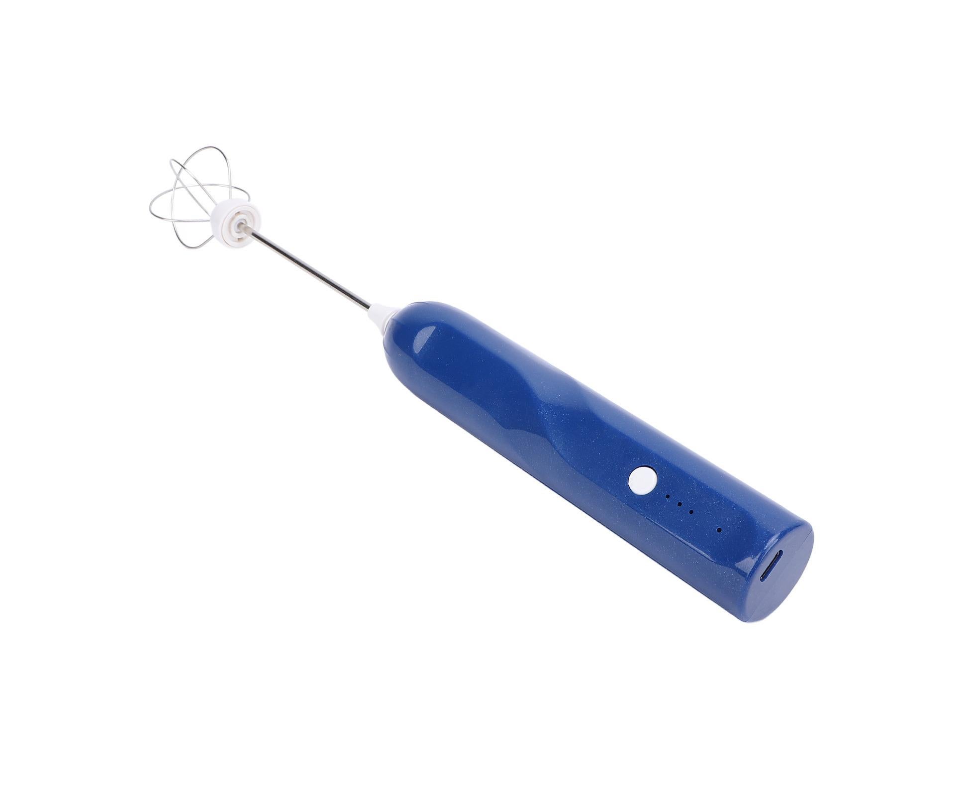 Rechargeable Milk Frother, Handheld Wand with 2 Whisk Attachments, Electric Drink Mixer & Foamer for Coffee & Egg, Blue - Image 7