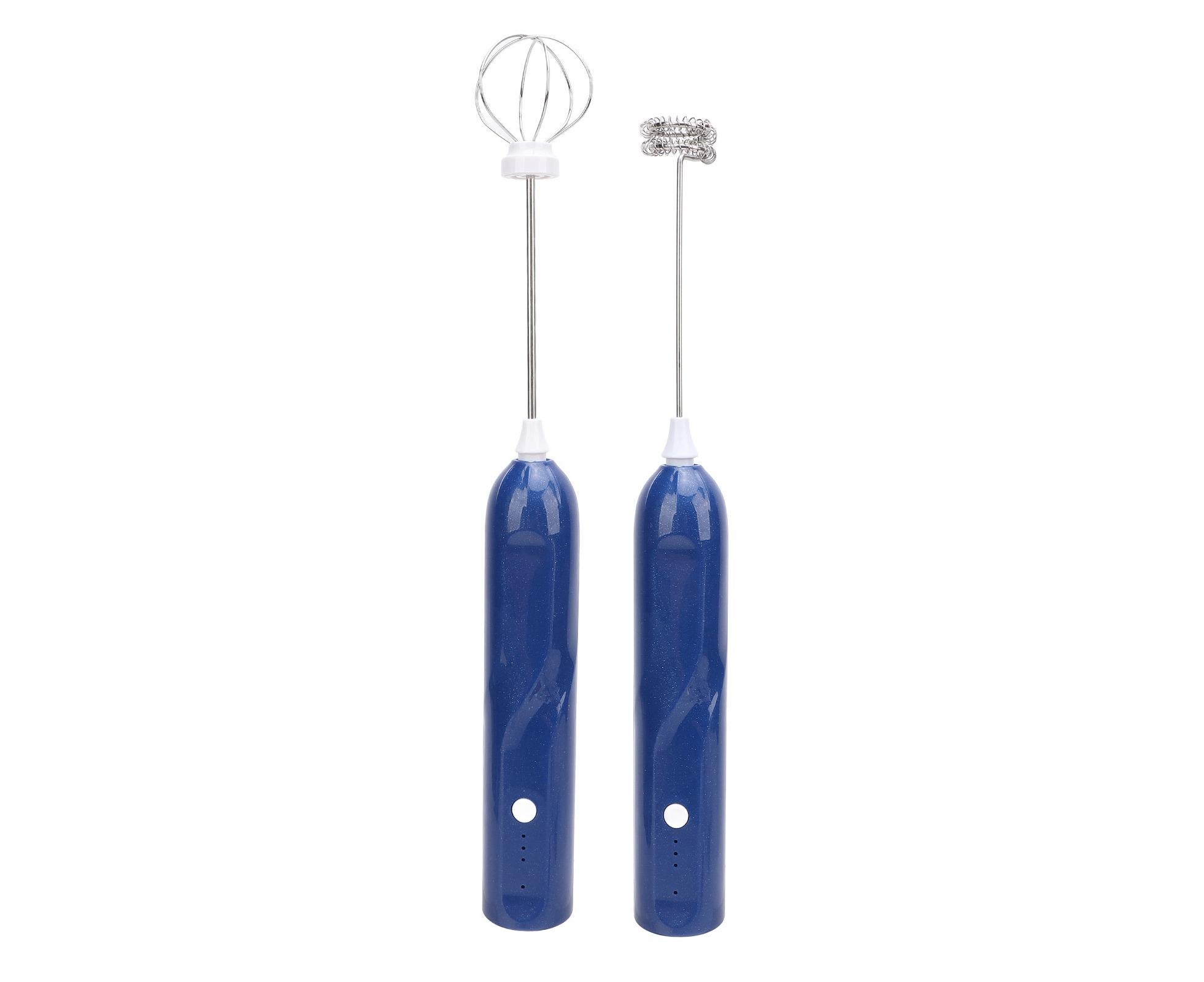 Rechargeable Milk Frother, Handheld Wand with 2 Whisk Attachments, Electric Drink Mixer & Foamer for Coffee & Egg, Blue - Image 8