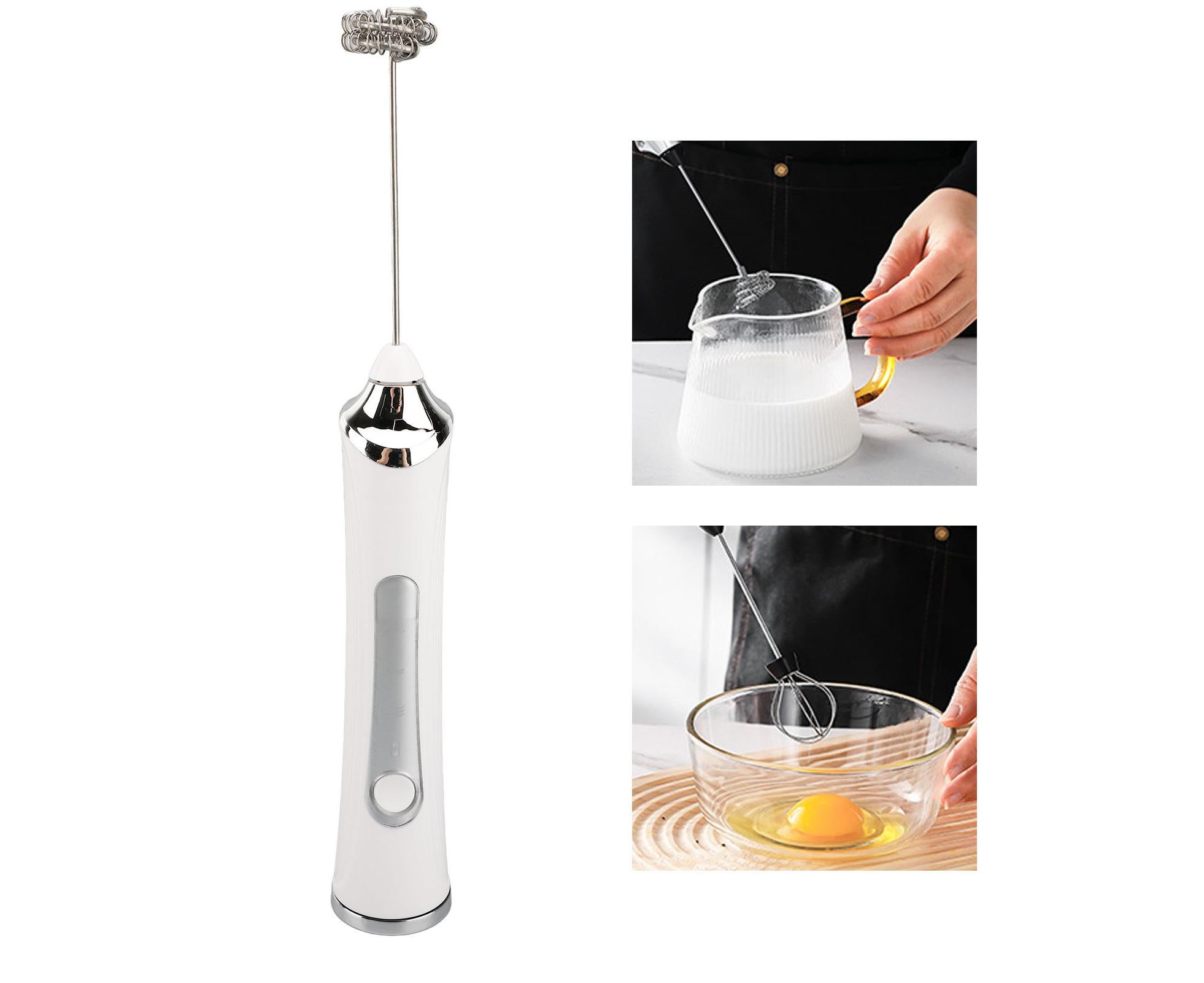 Electric Milk Frother, USB Rechargeable, 3 Speeds, Stainless Steel, Silent Portable Handheld Foam Maker for Coffee & Egg Beverage - Image 2