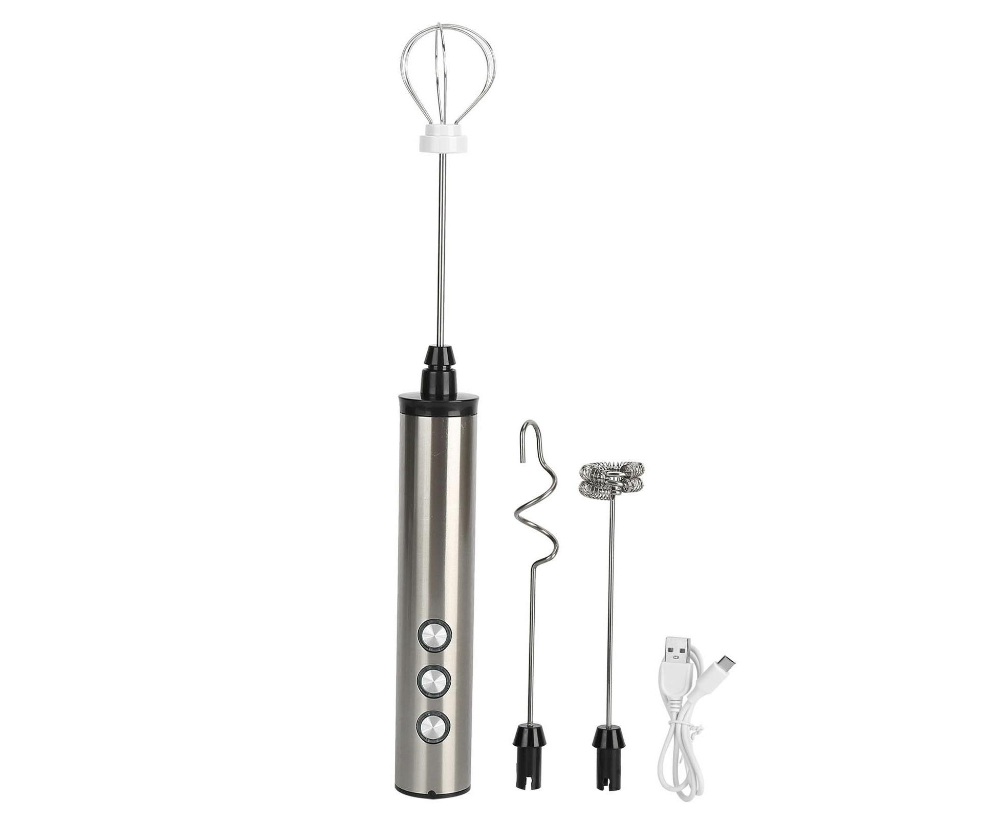 Stainless Steel Milk Frother, USB Charging, Handheld Electric Egg Beater for Home Kitchen - Image 3