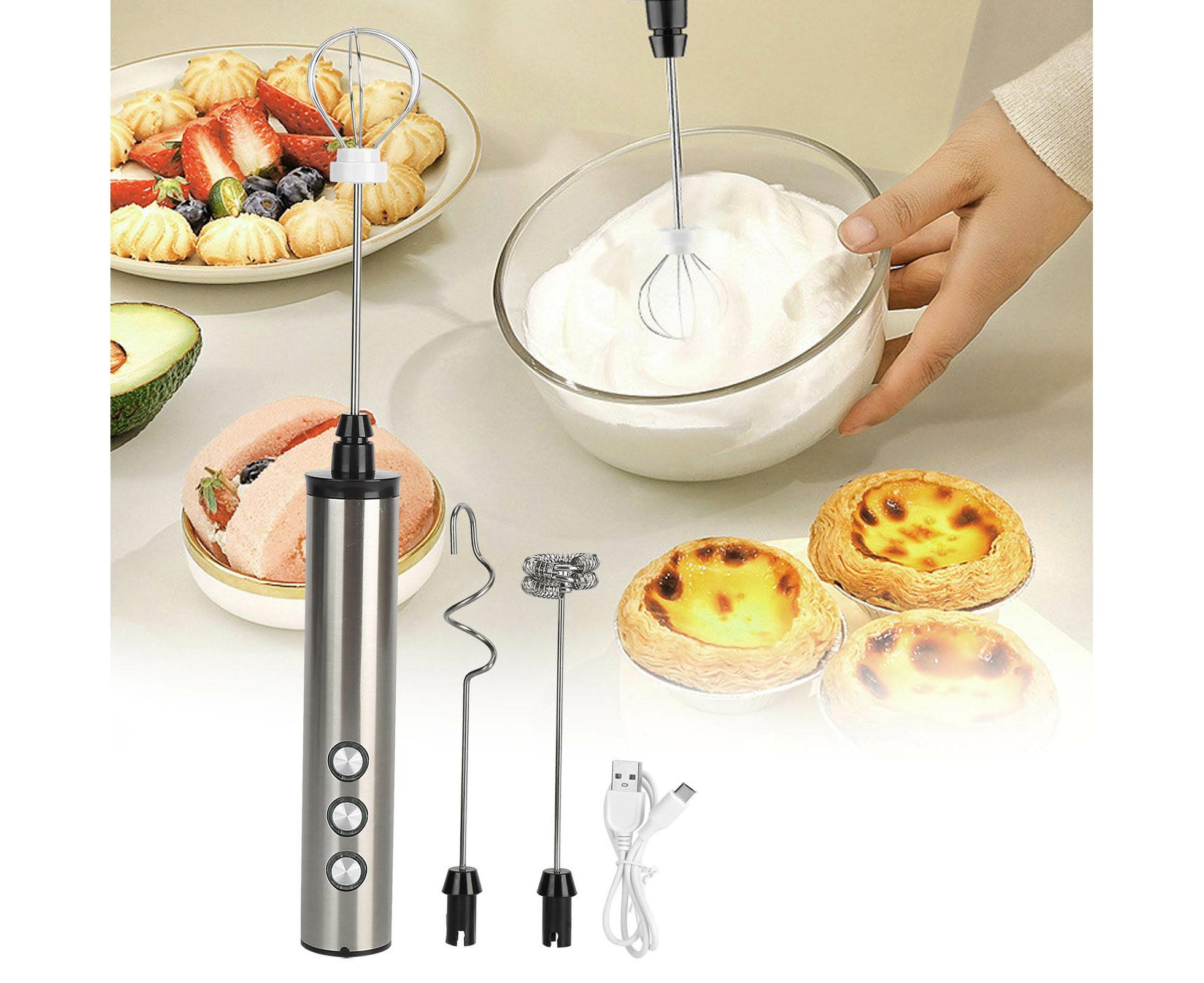 Stainless Steel Milk Frother, USB Charging, Handheld Electric Egg Beater for Home Kitchen - Image 6