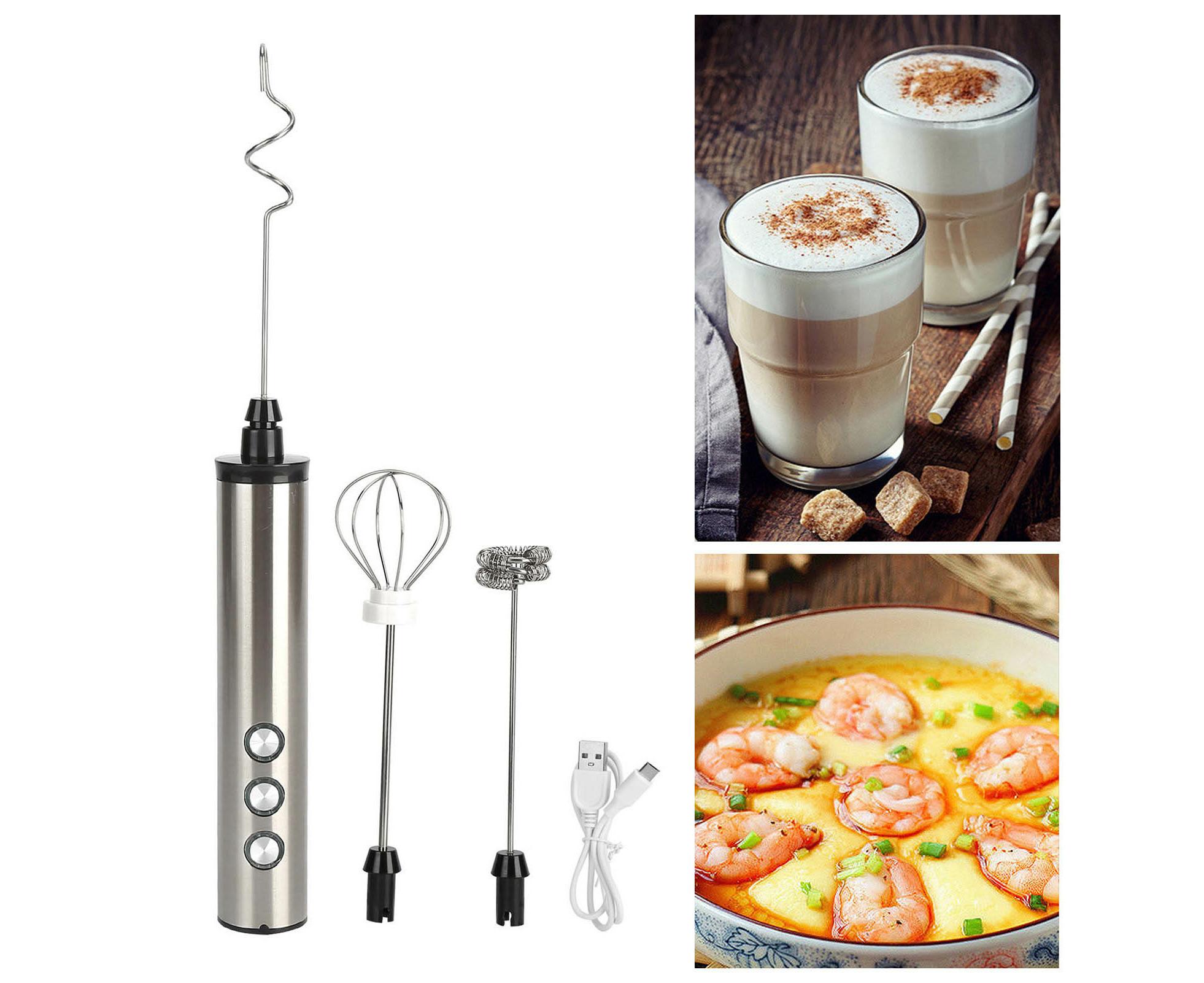 Stainless Steel Milk Frother, USB Charging, Handheld Electric Egg Beater for Home Kitchen - Image 8