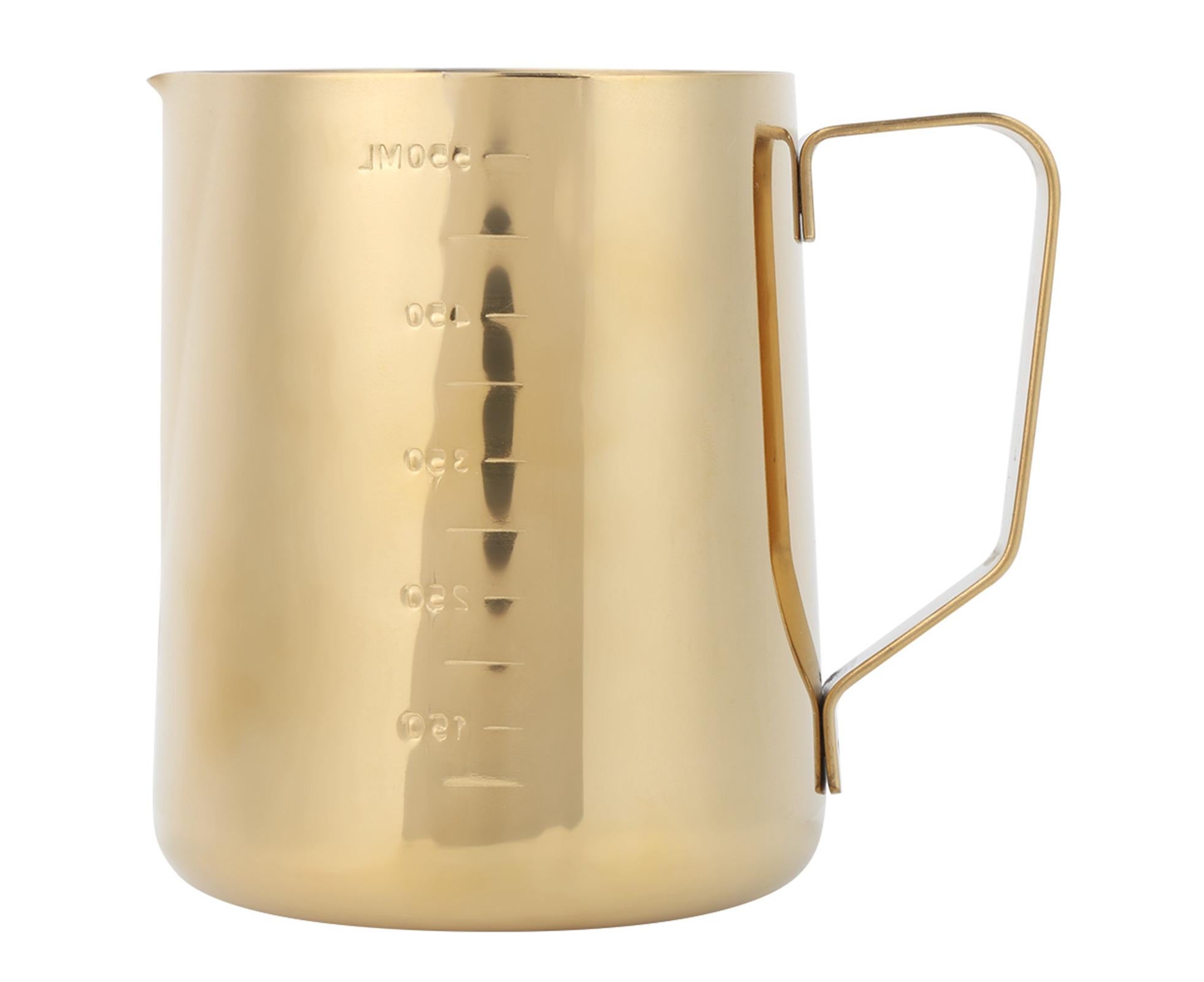 Stainless Steel Coffee Milk Frothing Cup Pitcher, Jug with Scale for Home Coffee & Latte Art, Gold, 600ml - Image 1