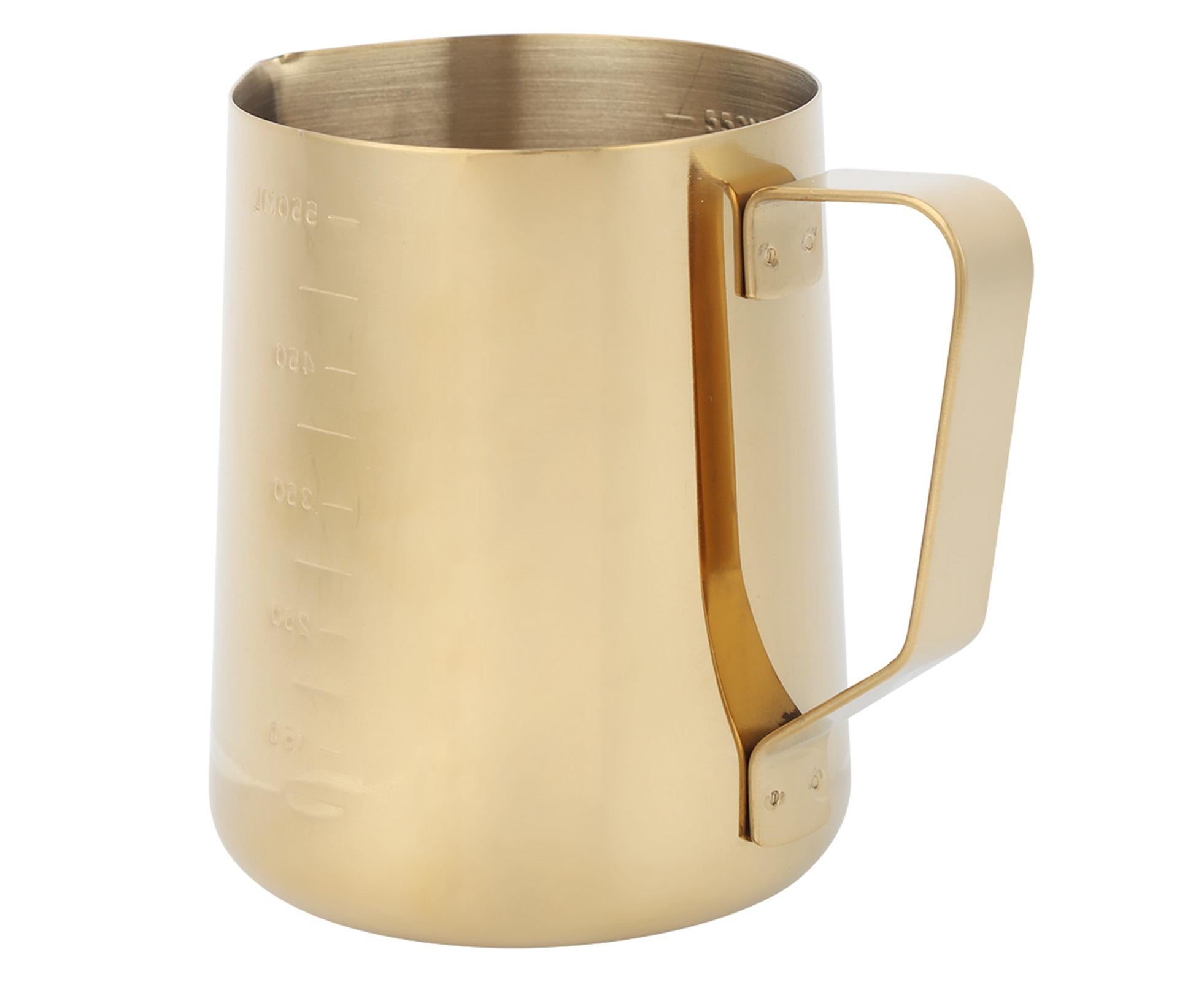 Stainless Steel Coffee Milk Frothing Cup Pitcher, Jug with Scale for Home Coffee & Latte Art, Gold, 600ml - Image 2