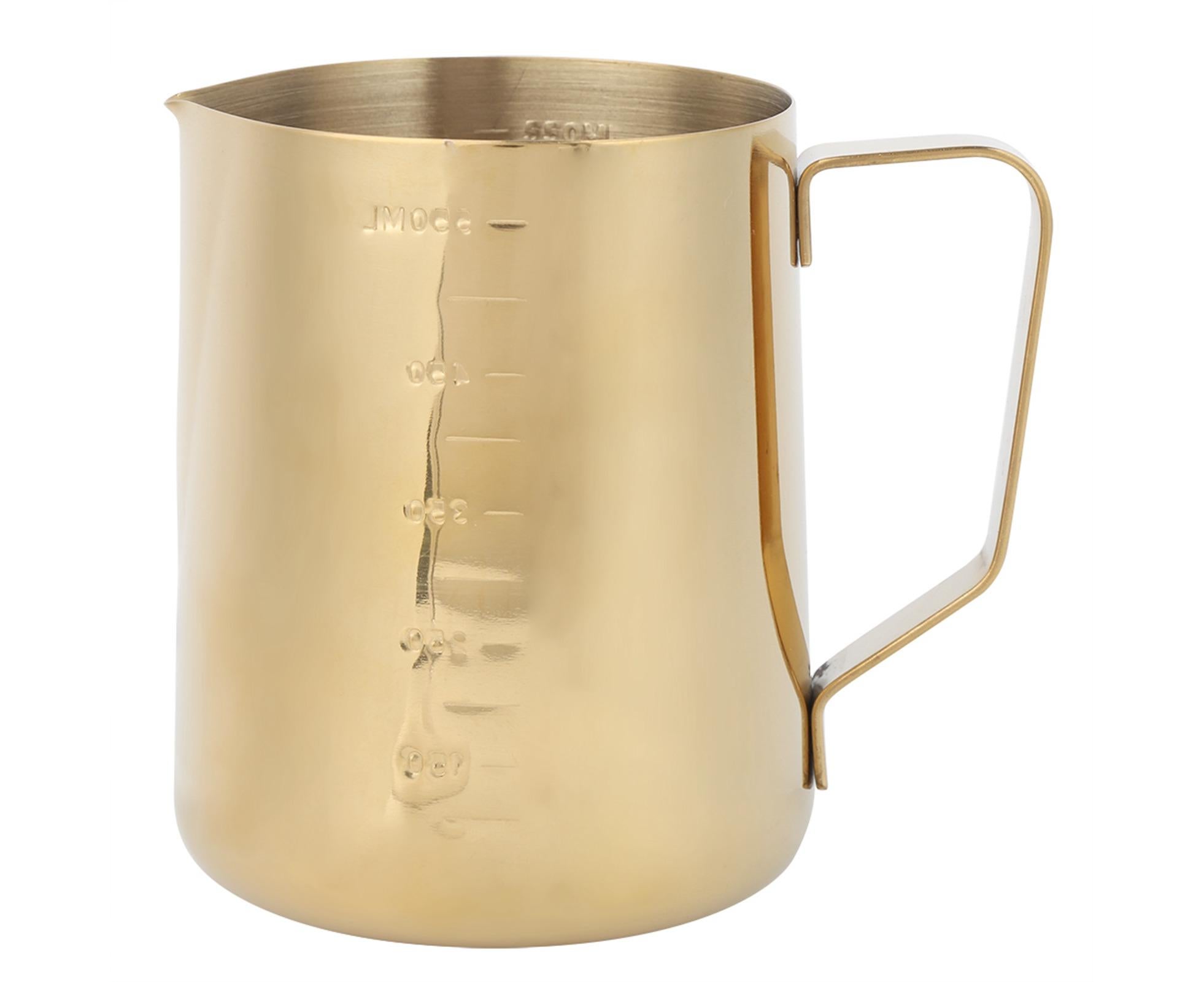 Stainless Steel Coffee Milk Frothing Cup Pitcher, Jug with Scale for Home Coffee & Latte Art, Gold, 600ml - Image 7
