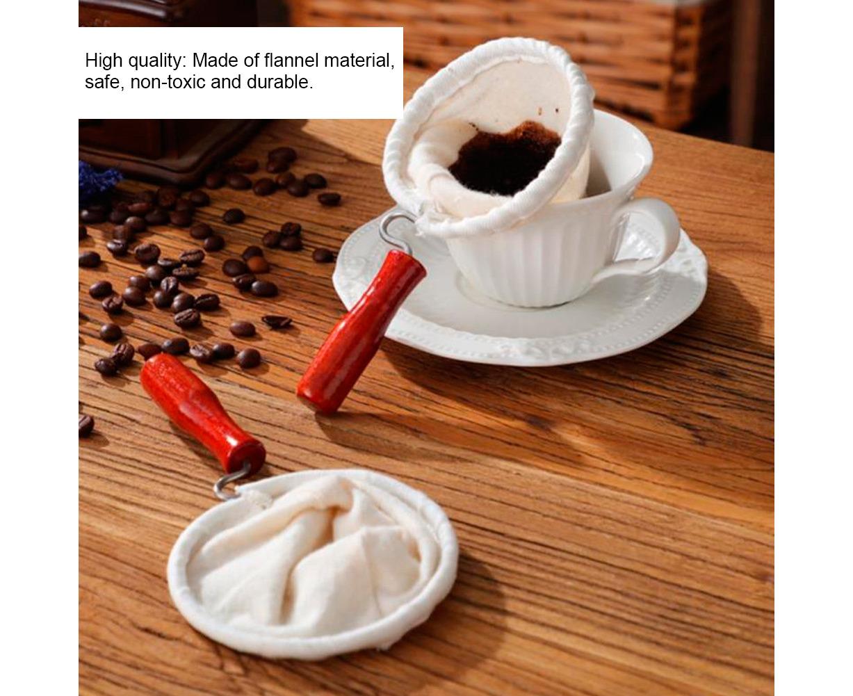 Cotton Flannel Dripper Coffee Maker, Wooden Handle Cloth Coffee Filter Bag, 105mm - Image 6