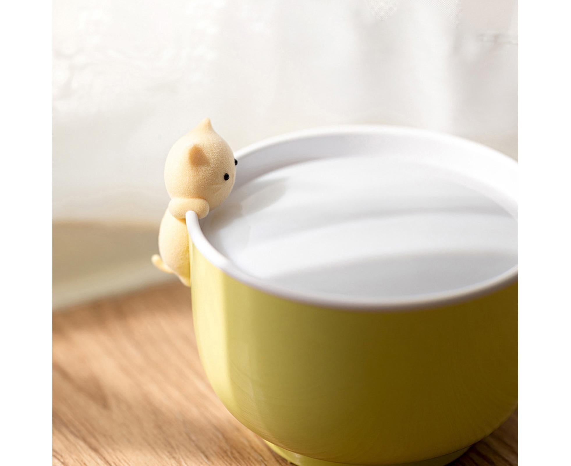 Alarm Clocks USB Powered Cats Teacup ABS LED Night Light Digital Clock for Desk - Yellow - Image 4