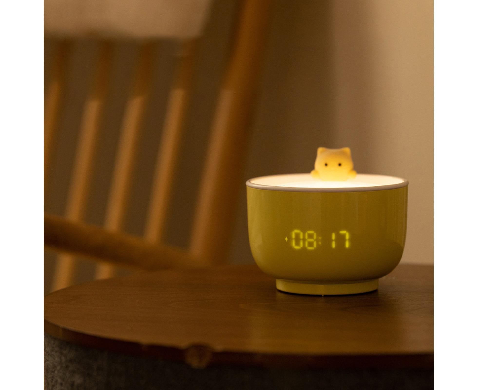 Alarm Clocks USB Powered Cats Teacup ABS LED Night Light Digital Clock for Desk - Yellow - Image 6
