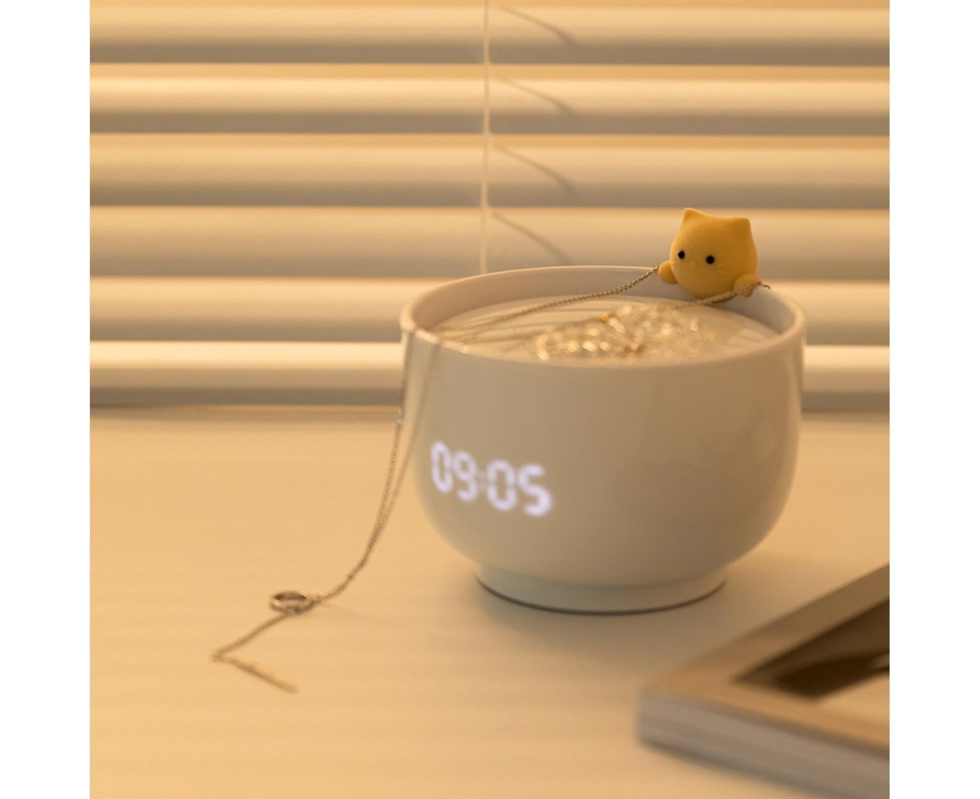 Alarm Clocks USB Powered Cats Teacup ABS LED Night Light Digital Clock for Desk - Yellow - Image 7