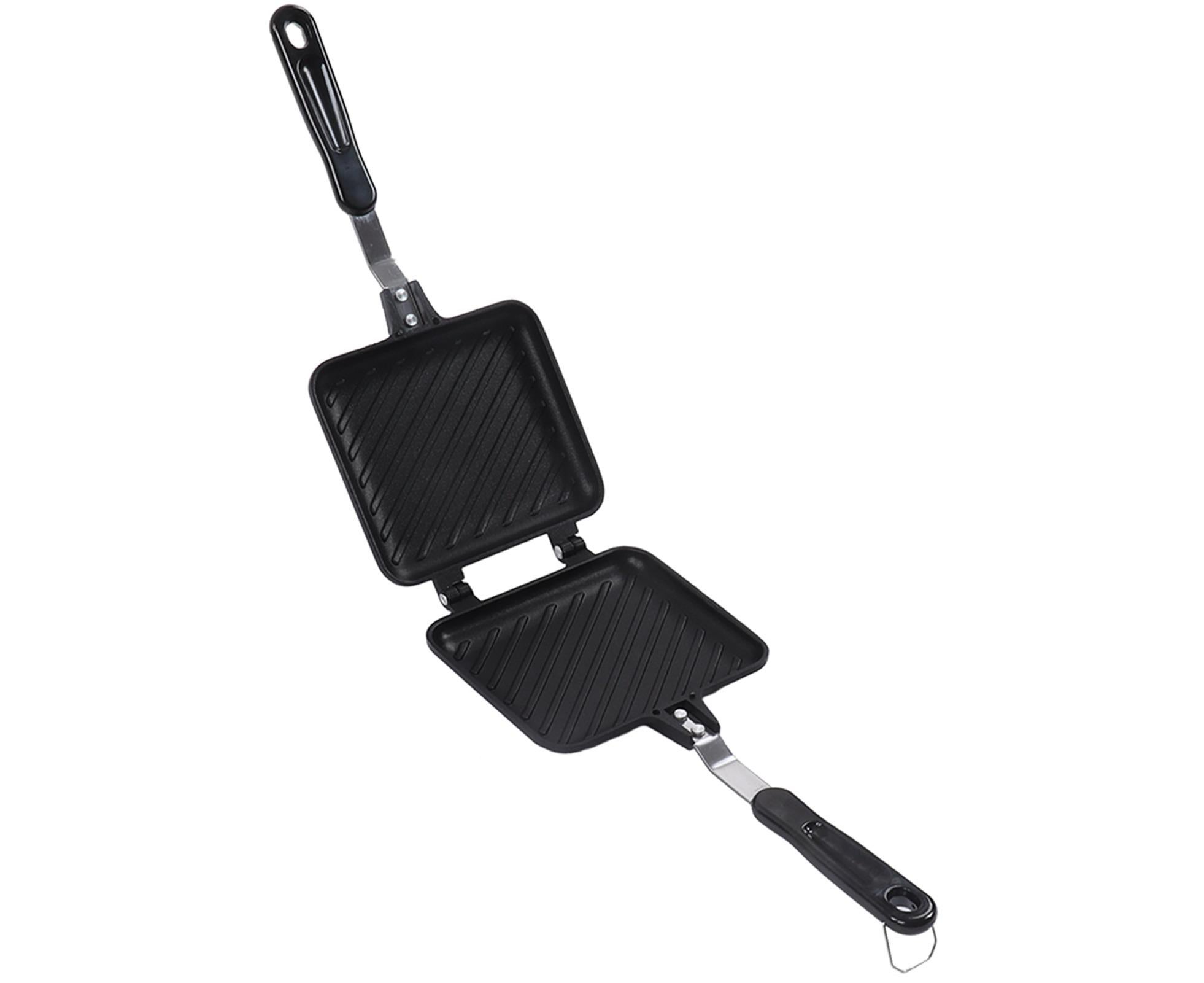 Sandwich Pan, Double-Sided Non-Stick Breakfast Frying Pan, Flat Bottom Panini Maker - Image 2