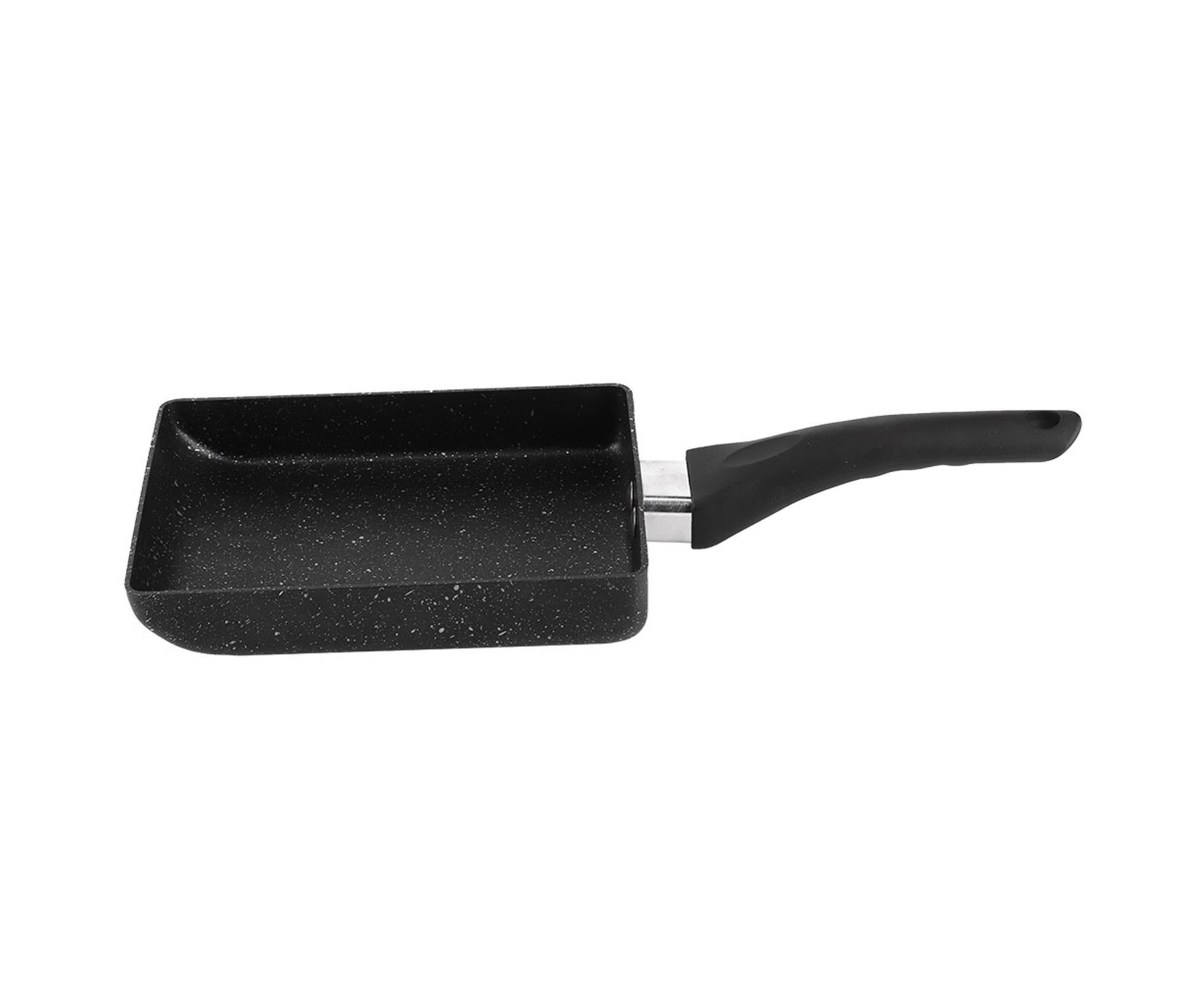 Tamagoyaki Rectangular Non-Stick Saucepan, Black Plastic Handle Omelet Frying Pan - Image 1