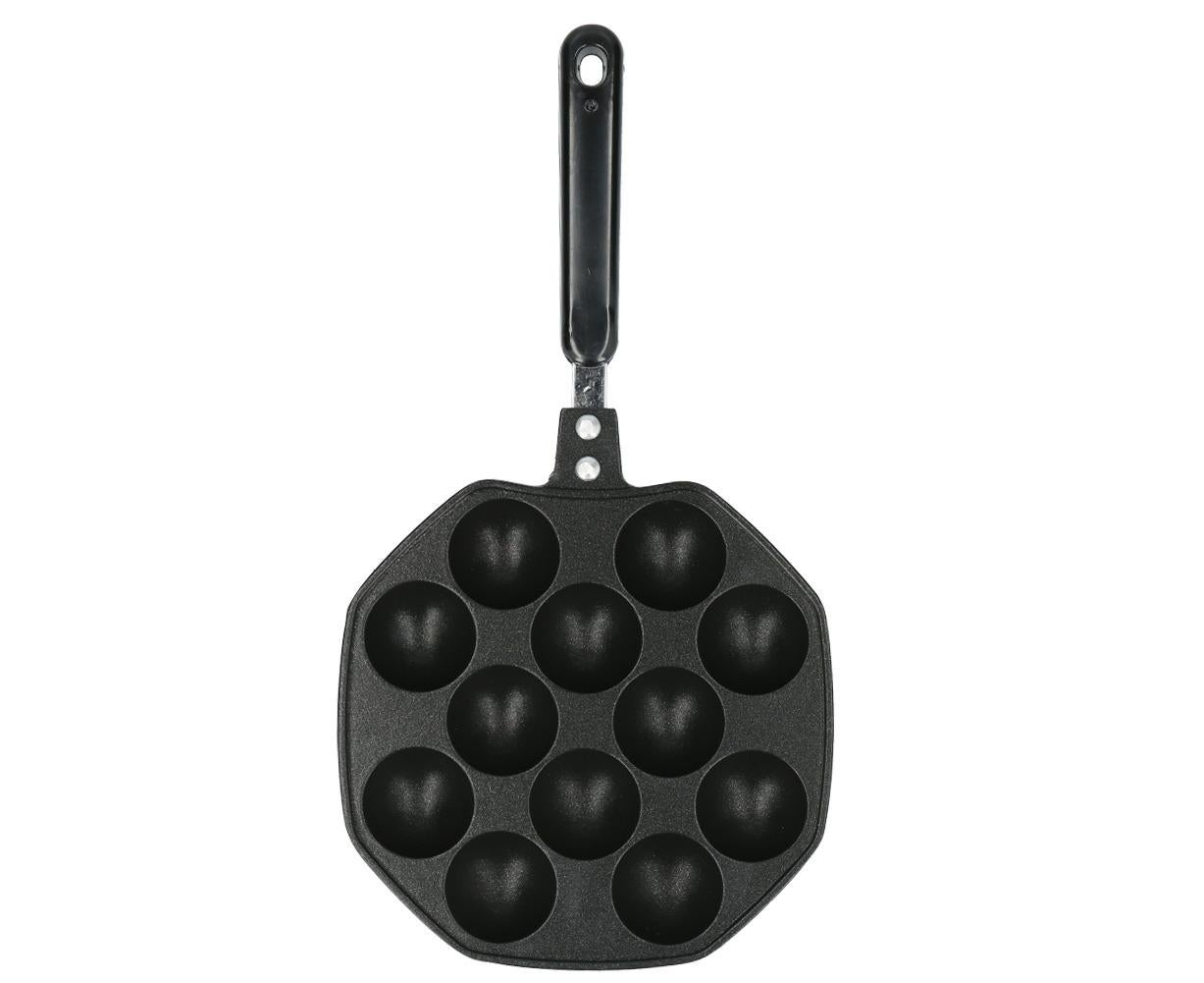 12-Cavity Aluminum Takoyaki Pan, Octopus Balls Egg Puffs Baking Pan, Home Cooking Tool - Image 1
