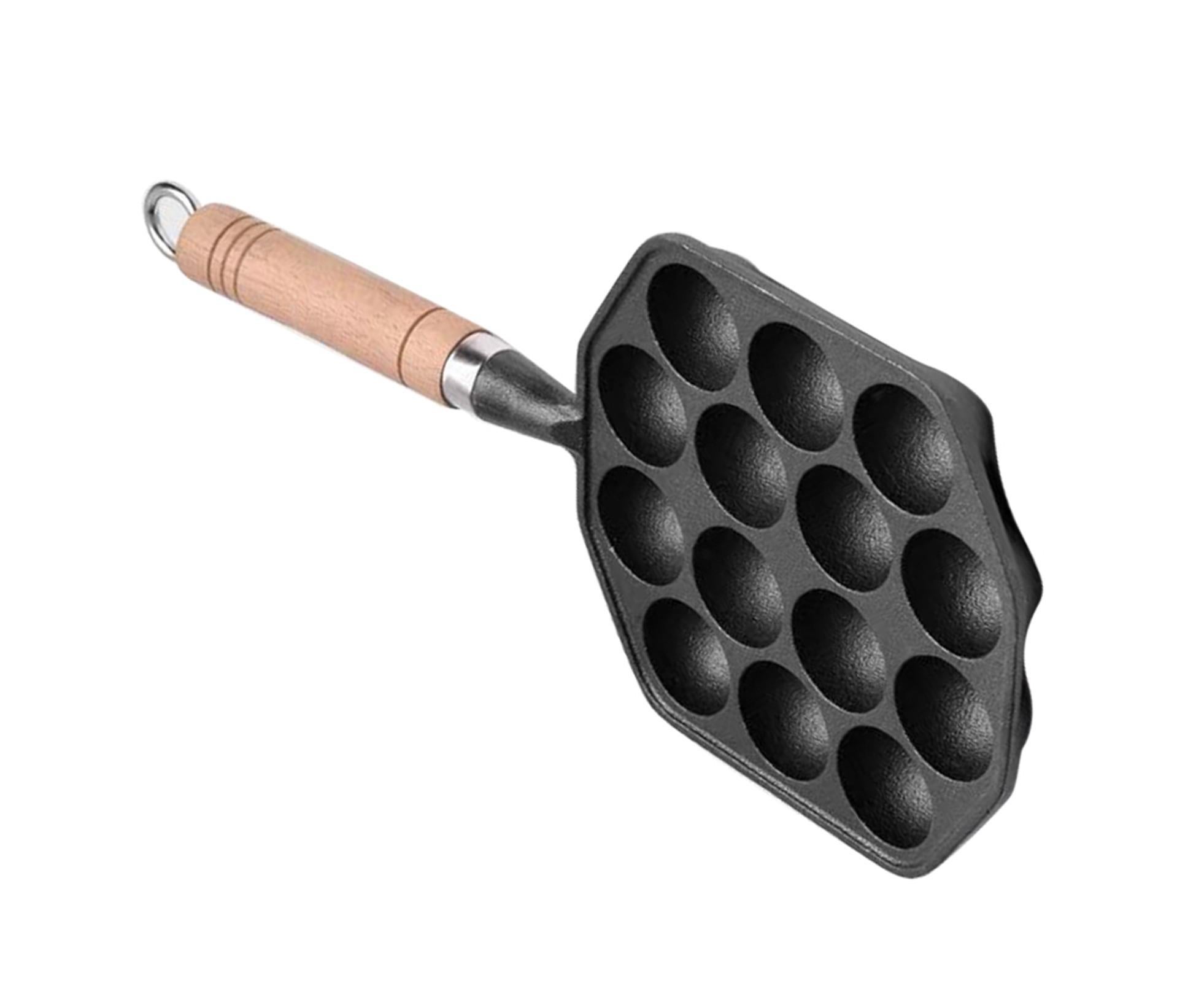 14-Hole Takoyaki Pan, Non-Stick Cast Iron Octopus Meatball Mold, Detachable Handle - Image 6