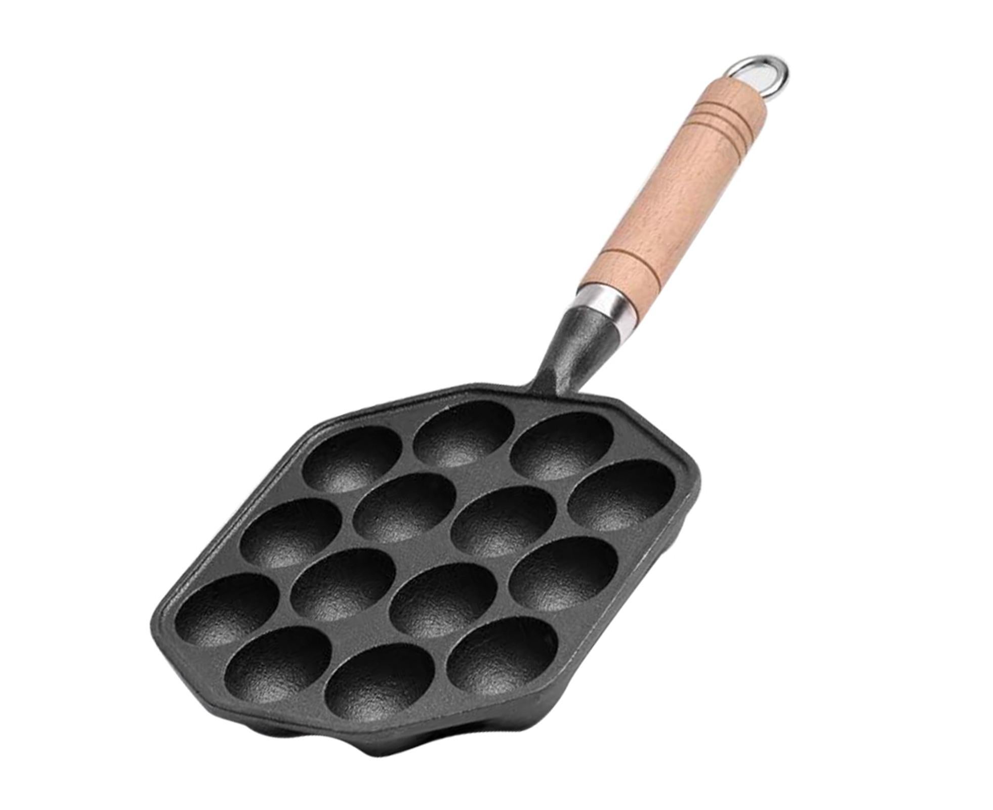 14-Hole Takoyaki Pan, Non-Stick Cast Iron Octopus Meatball Mold, Detachable Handle - Image 7