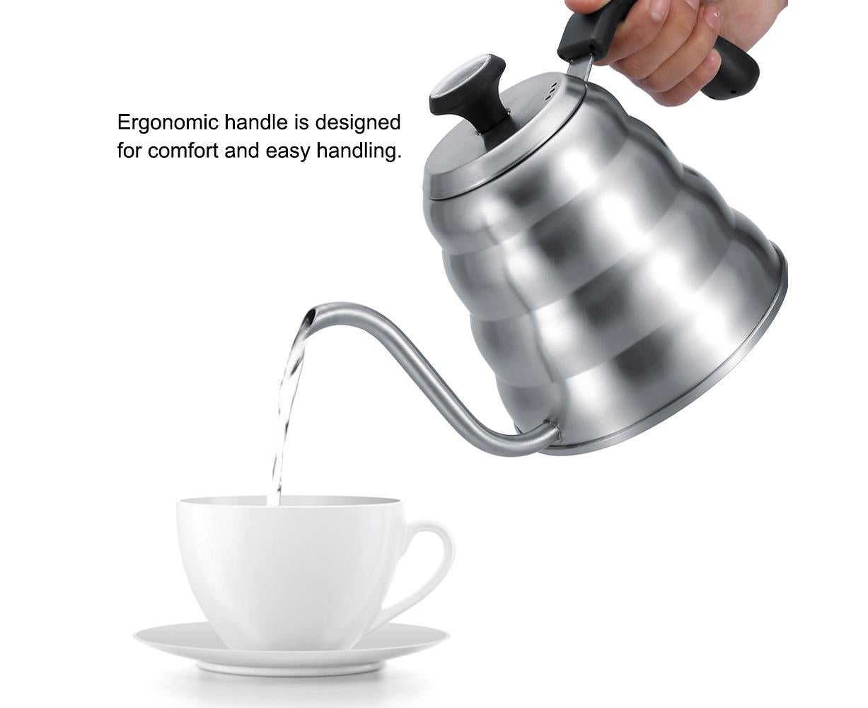 Stainless Steel Coffee Tea Pot, Drip Kettle with Gooseneck & Built-in Thermometer, 1.2L - Image 4