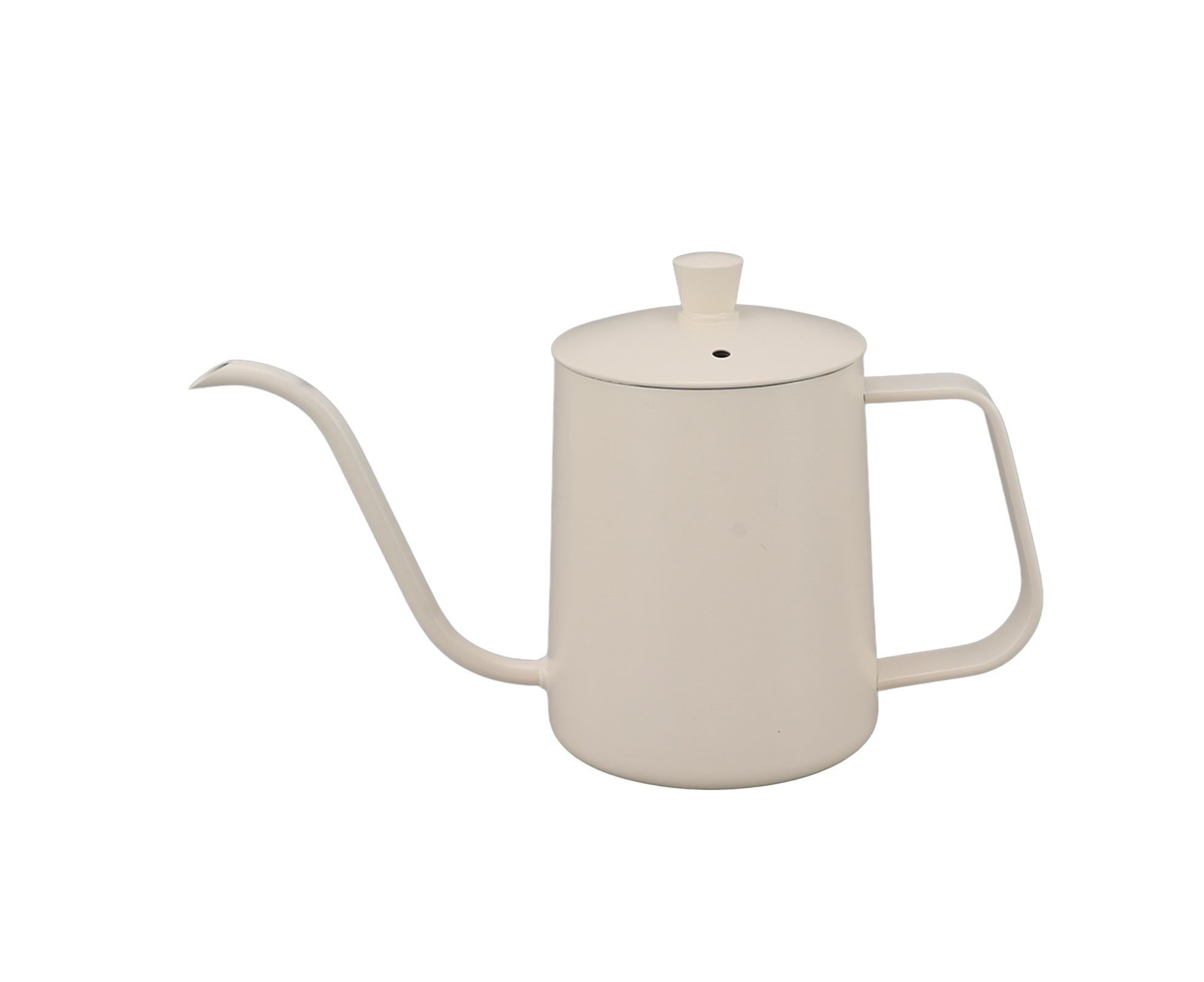 Small Pour Over Coffee Kettle, Stainless Steel, Precisely Controlled Gooseneck Spout, White, 600ml - Image 1