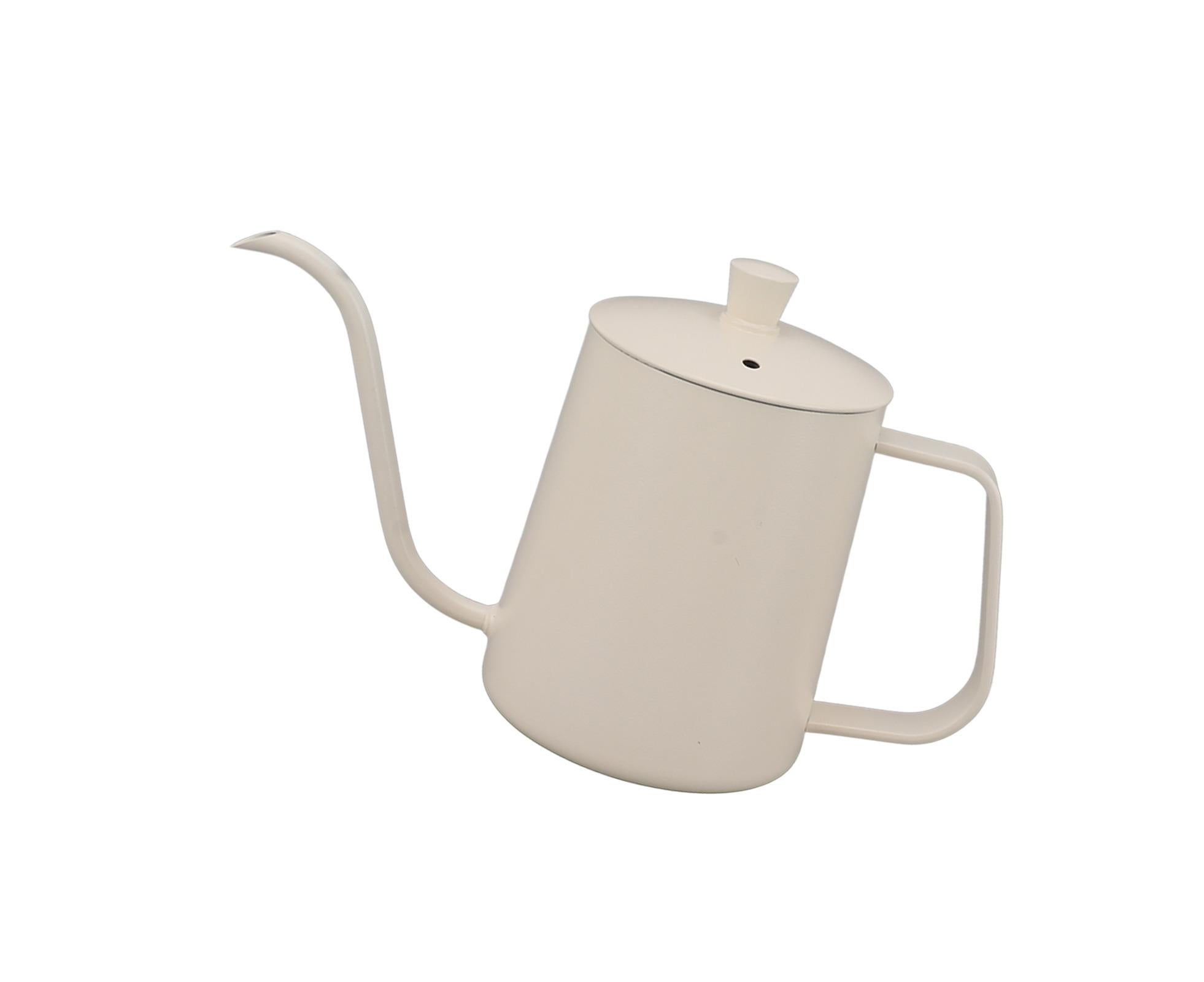Small Pour Over Coffee Kettle, Stainless Steel, Precisely Controlled Gooseneck Spout, White, 600ml - Image 3