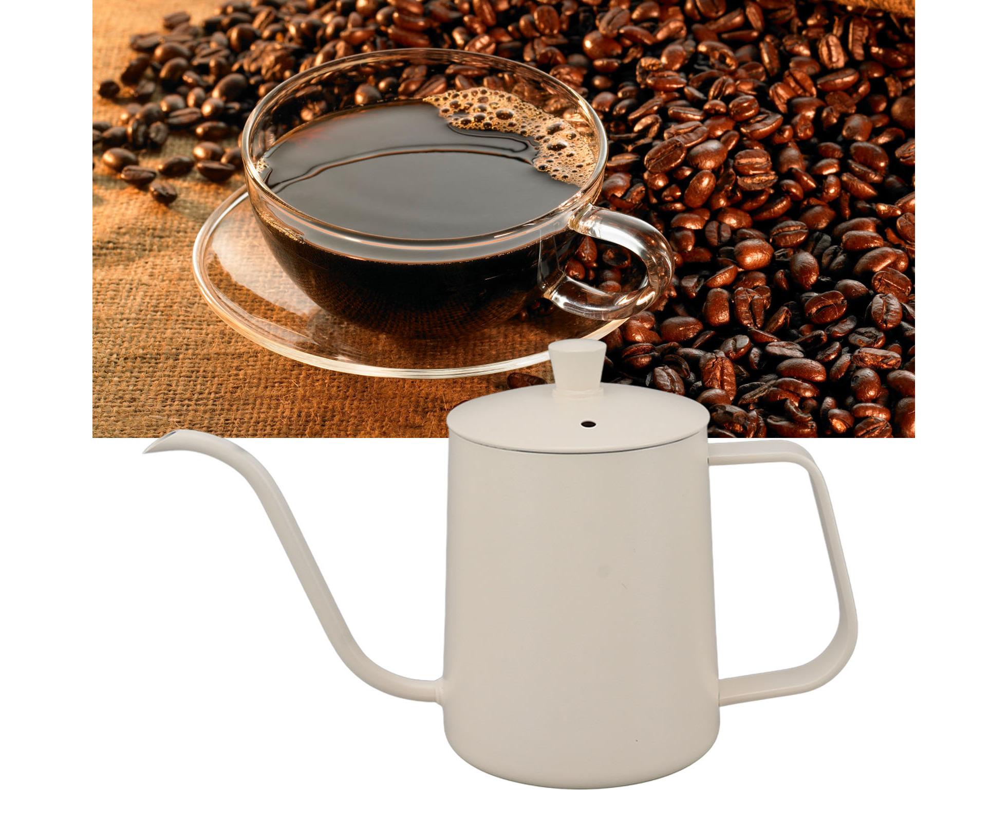 Small Pour Over Coffee Kettle, Stainless Steel, Precisely Controlled Gooseneck Spout, White, 600ml - Image 5