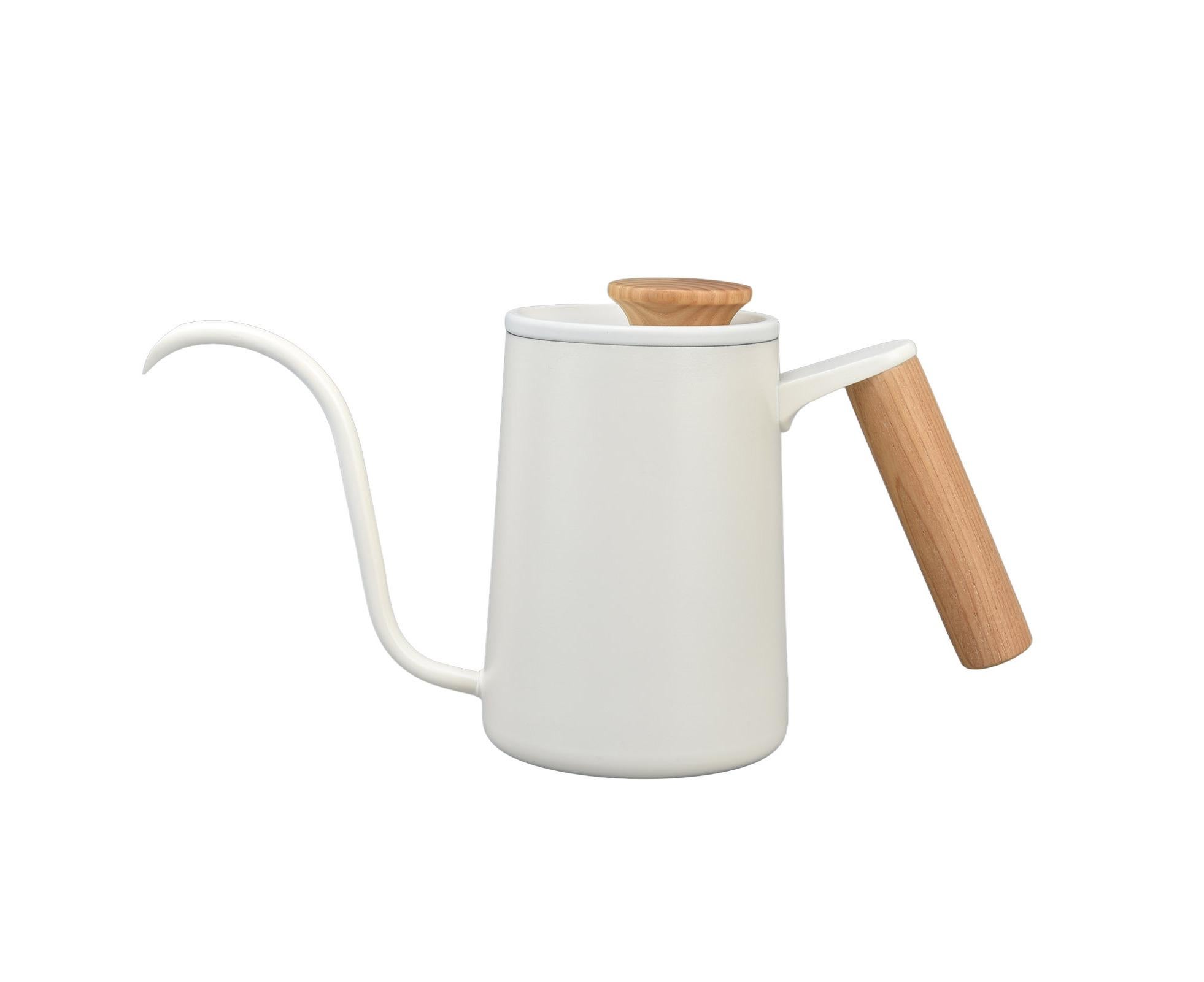 Stainless Steel Drip Coffee Pot, Long Gooseneck Spout Kettle, Tea Matte White, 600ml - Image 1