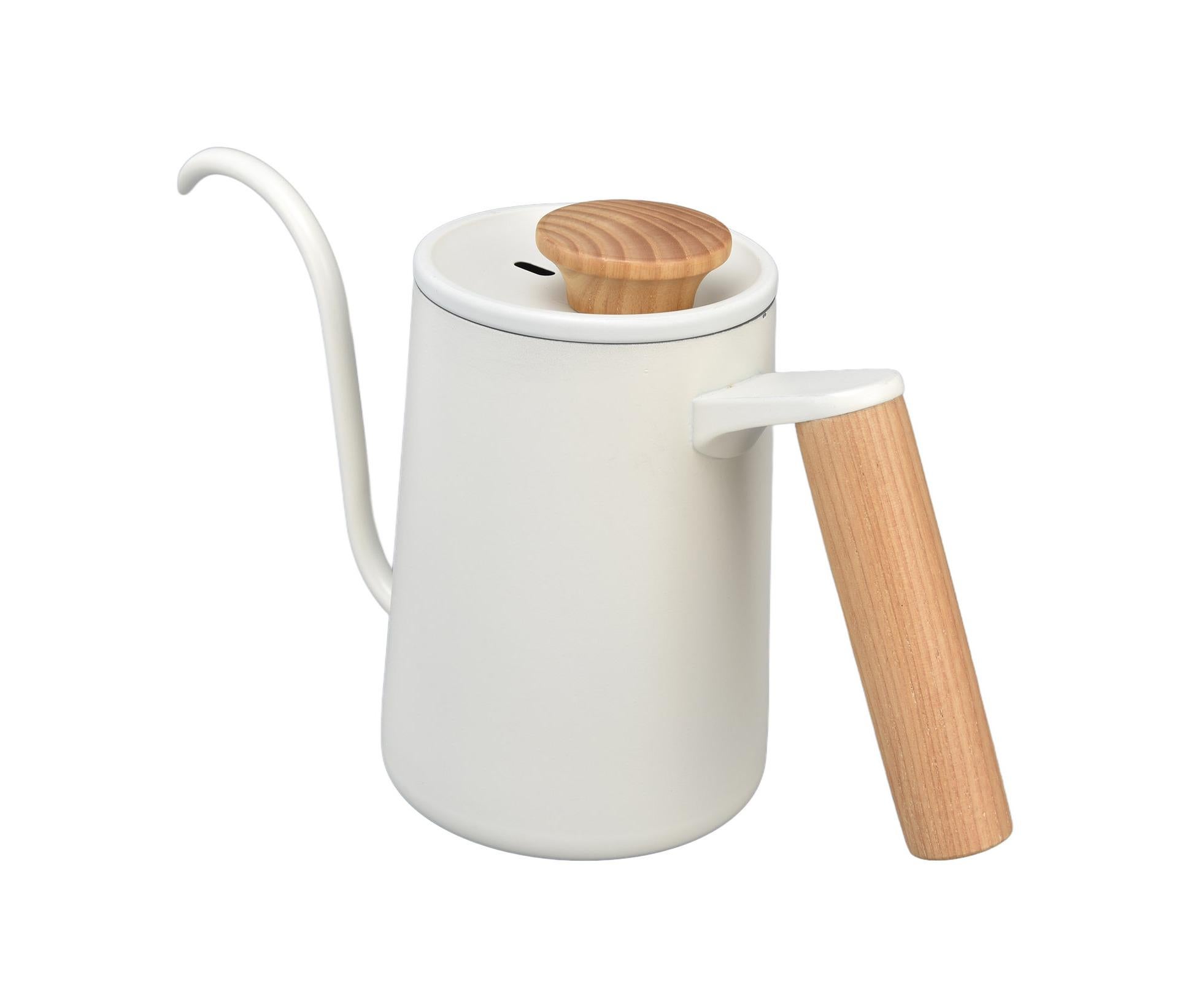Stainless Steel Drip Coffee Pot, Long Gooseneck Spout Kettle, Tea Matte White, 600ml - Image 3