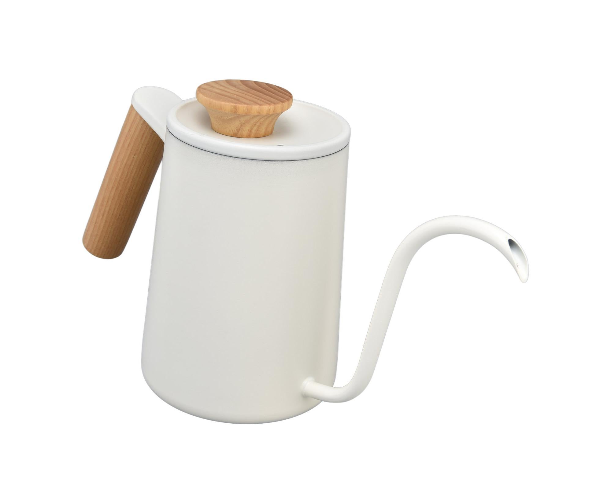 Stainless Steel Drip Coffee Pot, Long Gooseneck Spout Kettle, Tea Matte White, 600ml - Image 4
